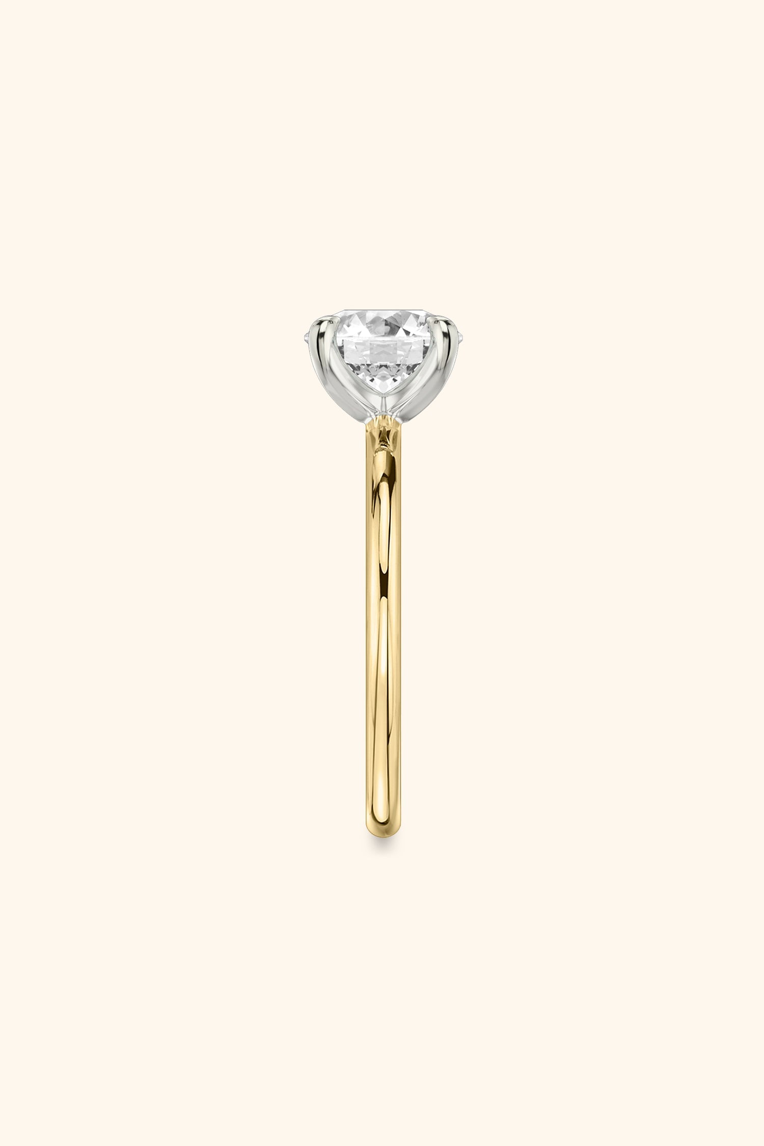 Dual Tone Glance Ring with Round Brilliant Solitaire.