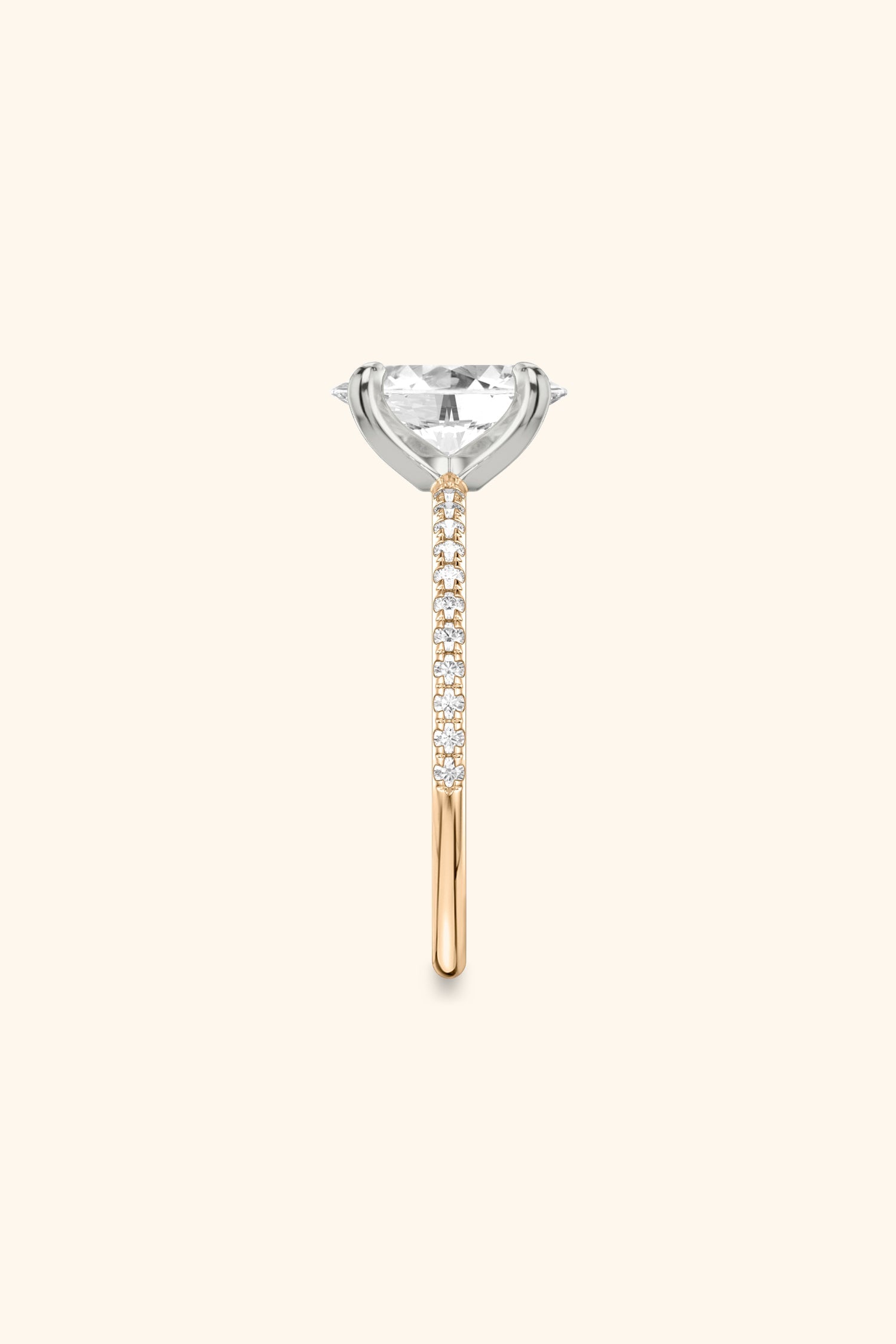 Dual Tone Glance Pavé Ring with 1 Carat Oval Solitaire