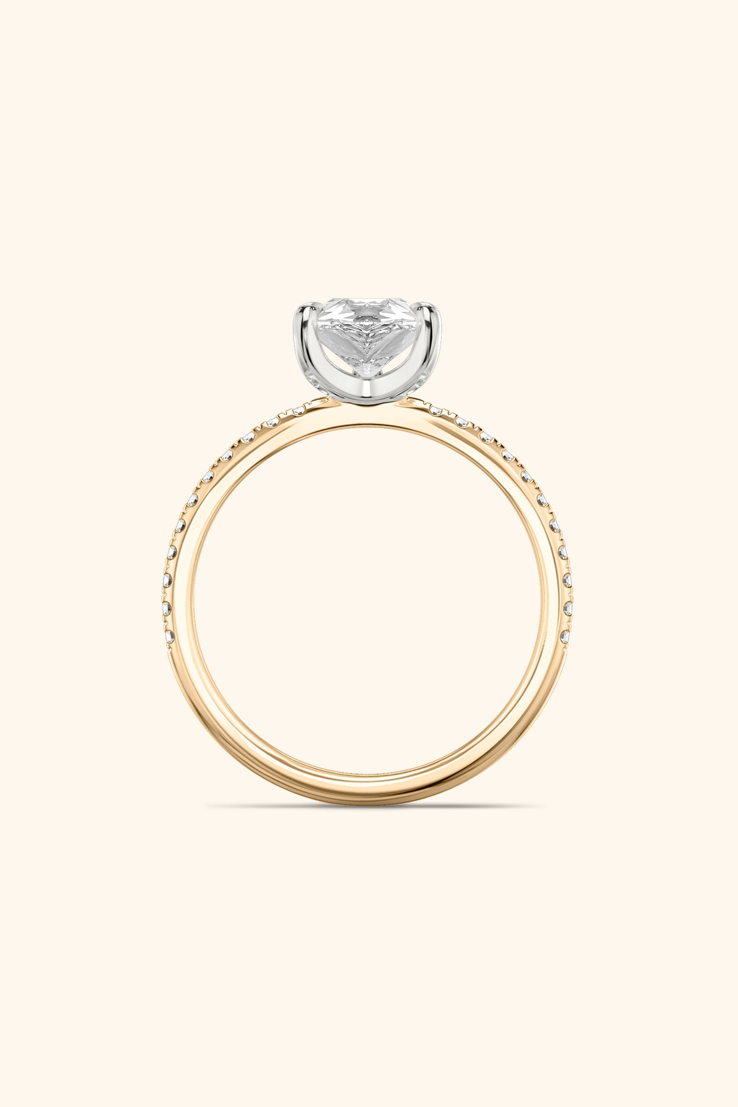 Dual Tone Glance Pavé Ring with 4 Carat Pear Solitaire