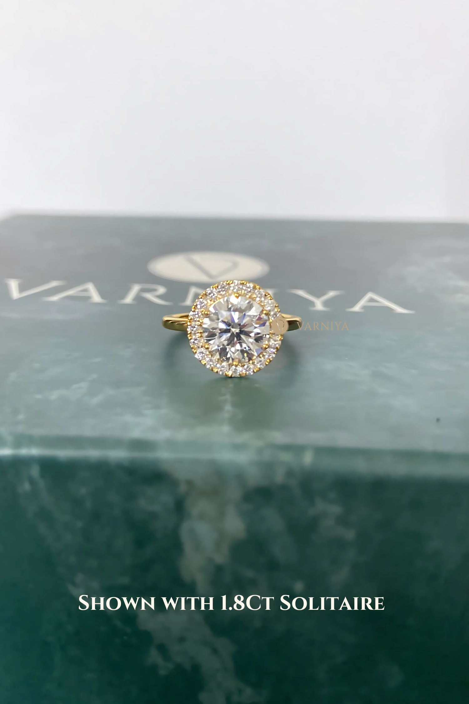 Angelica Classic Halo with a Round Solitaire Ring