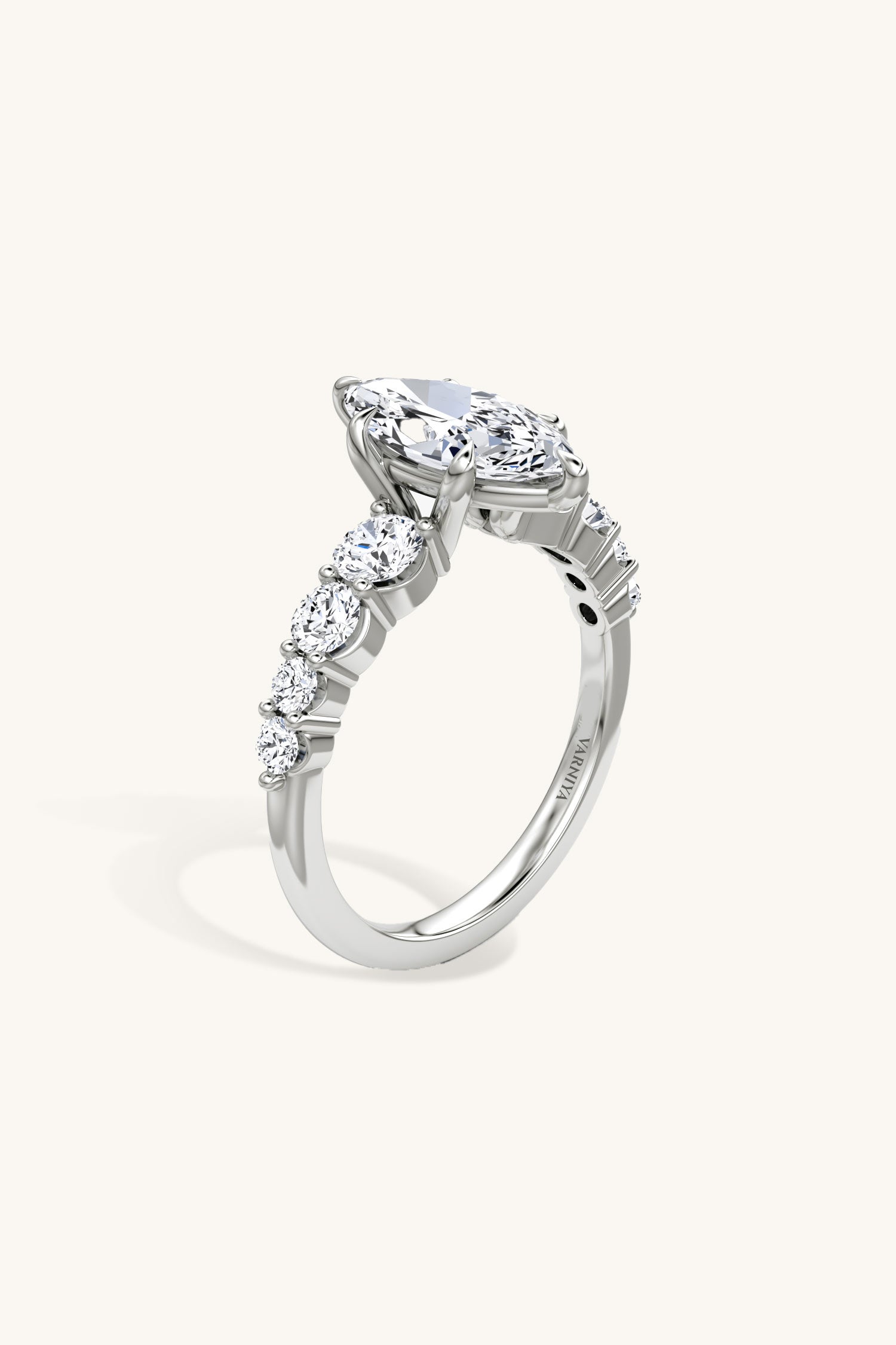 Cielo Marquise Solitaire Pavé Ring