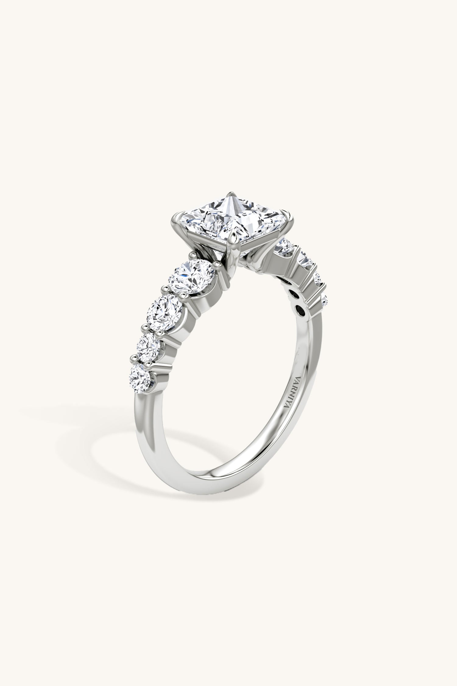 Cielo Princess Solitaire Pavé Ring