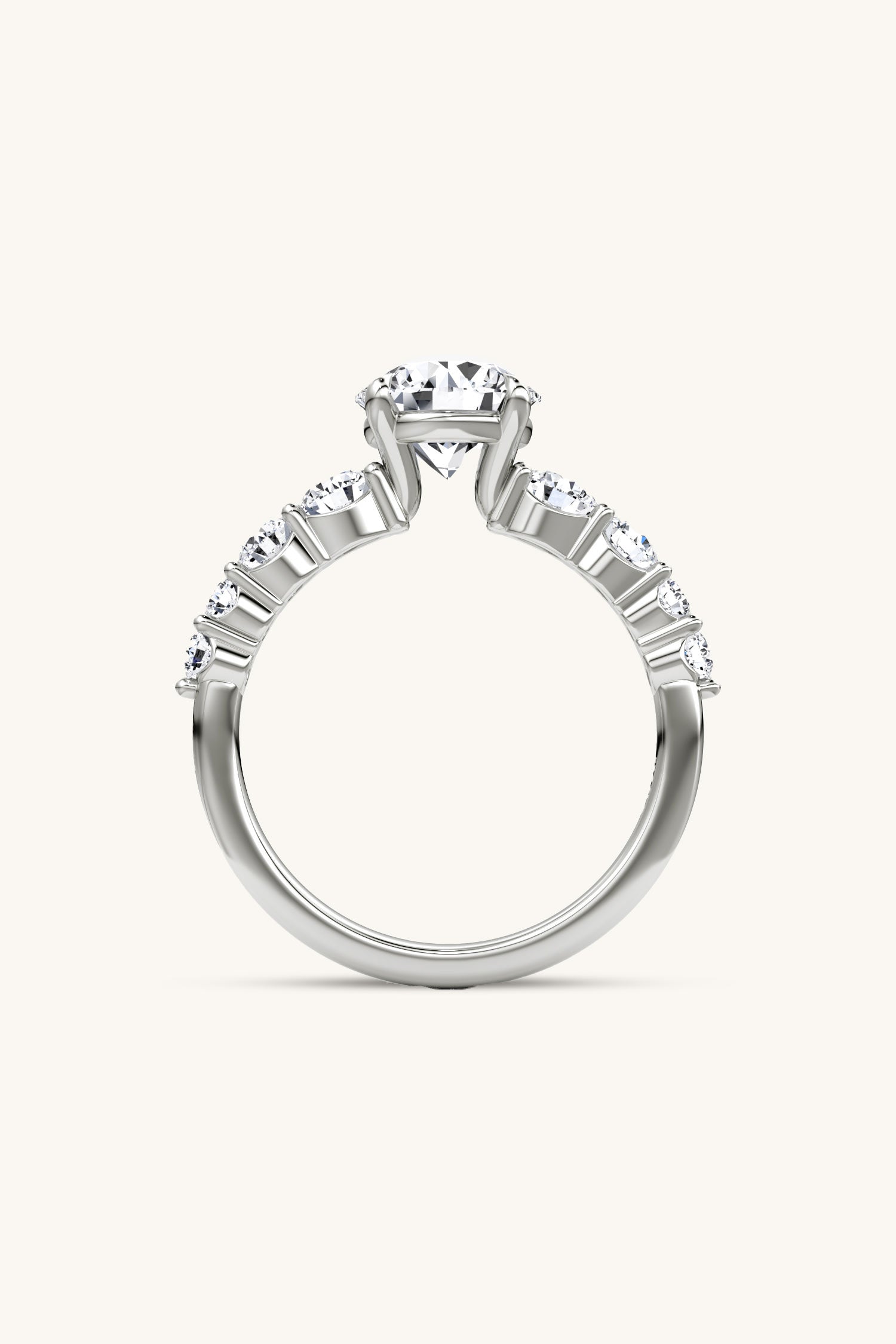 Cielo Round Brilliant Solitaire Pavé Ring