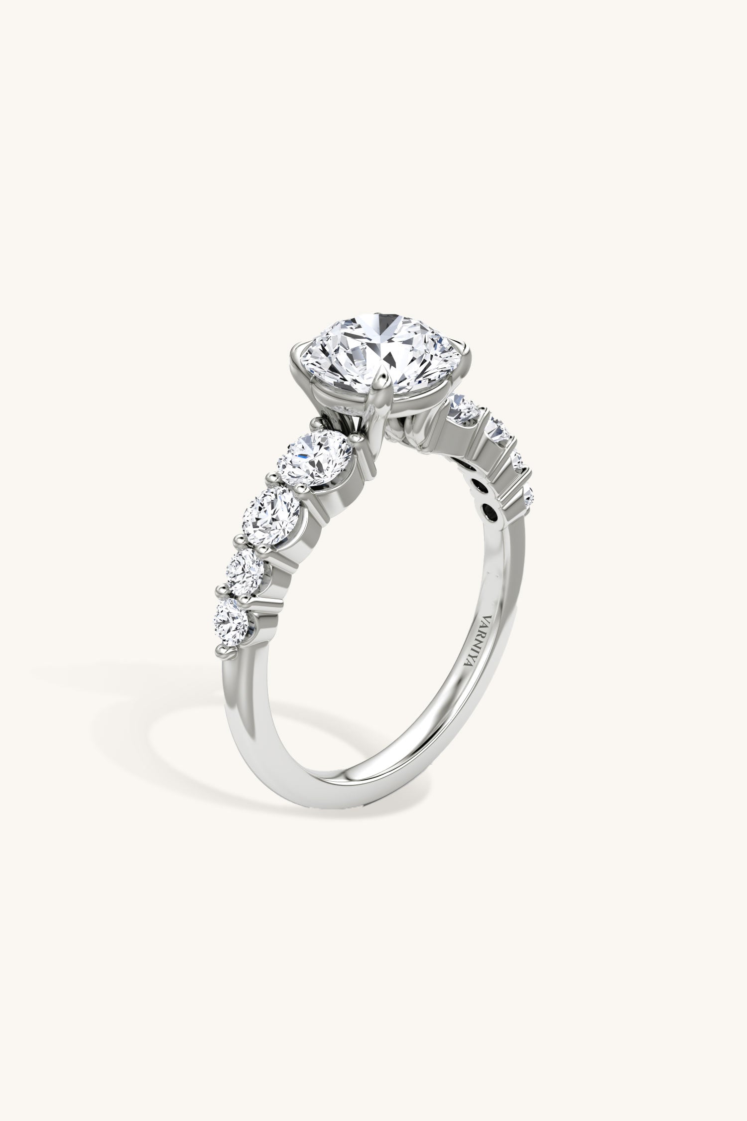 Cielo Round Brilliant Solitaire Pavé Ring