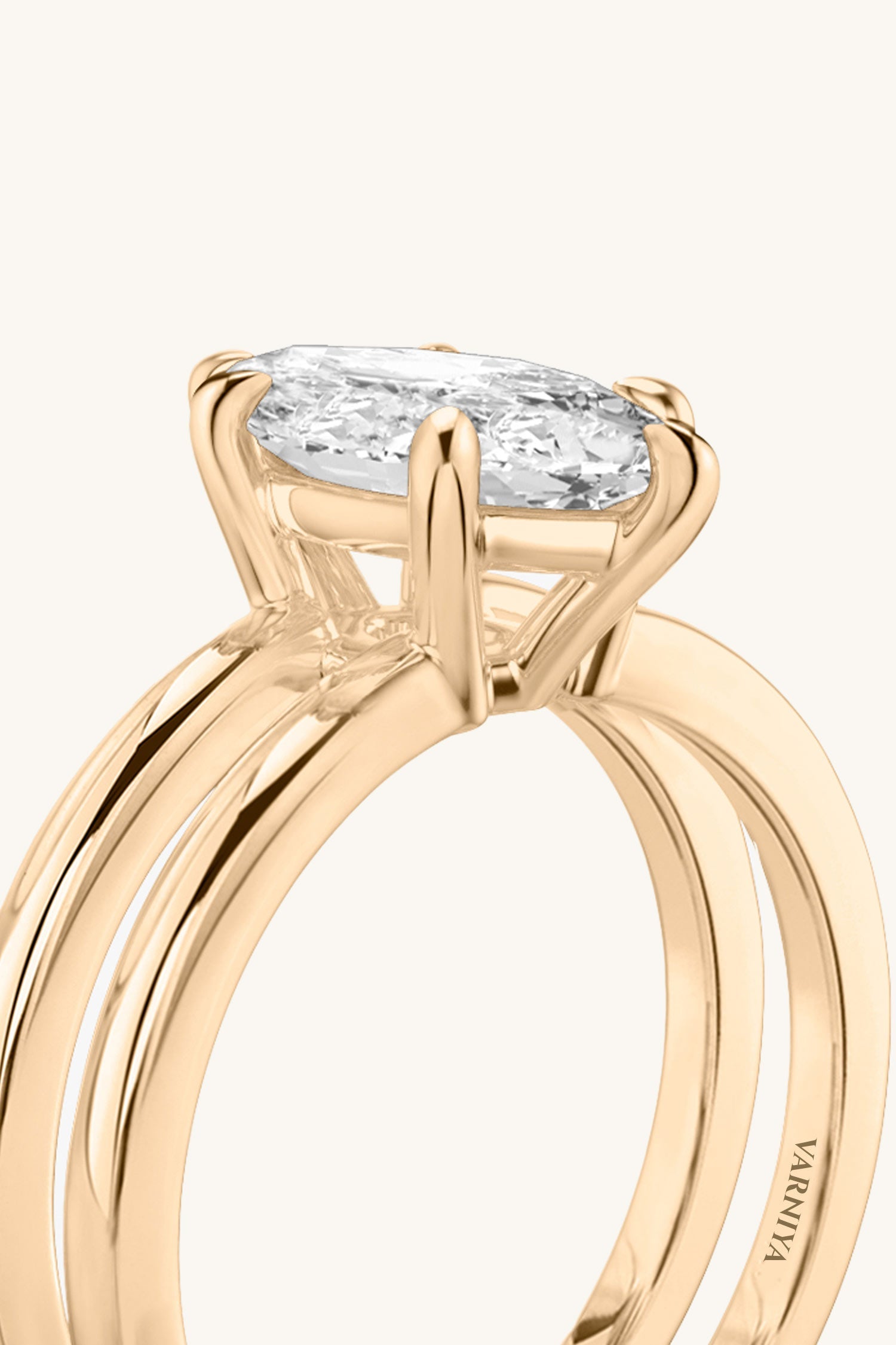 Bicephal Marquise Solitaire Ring