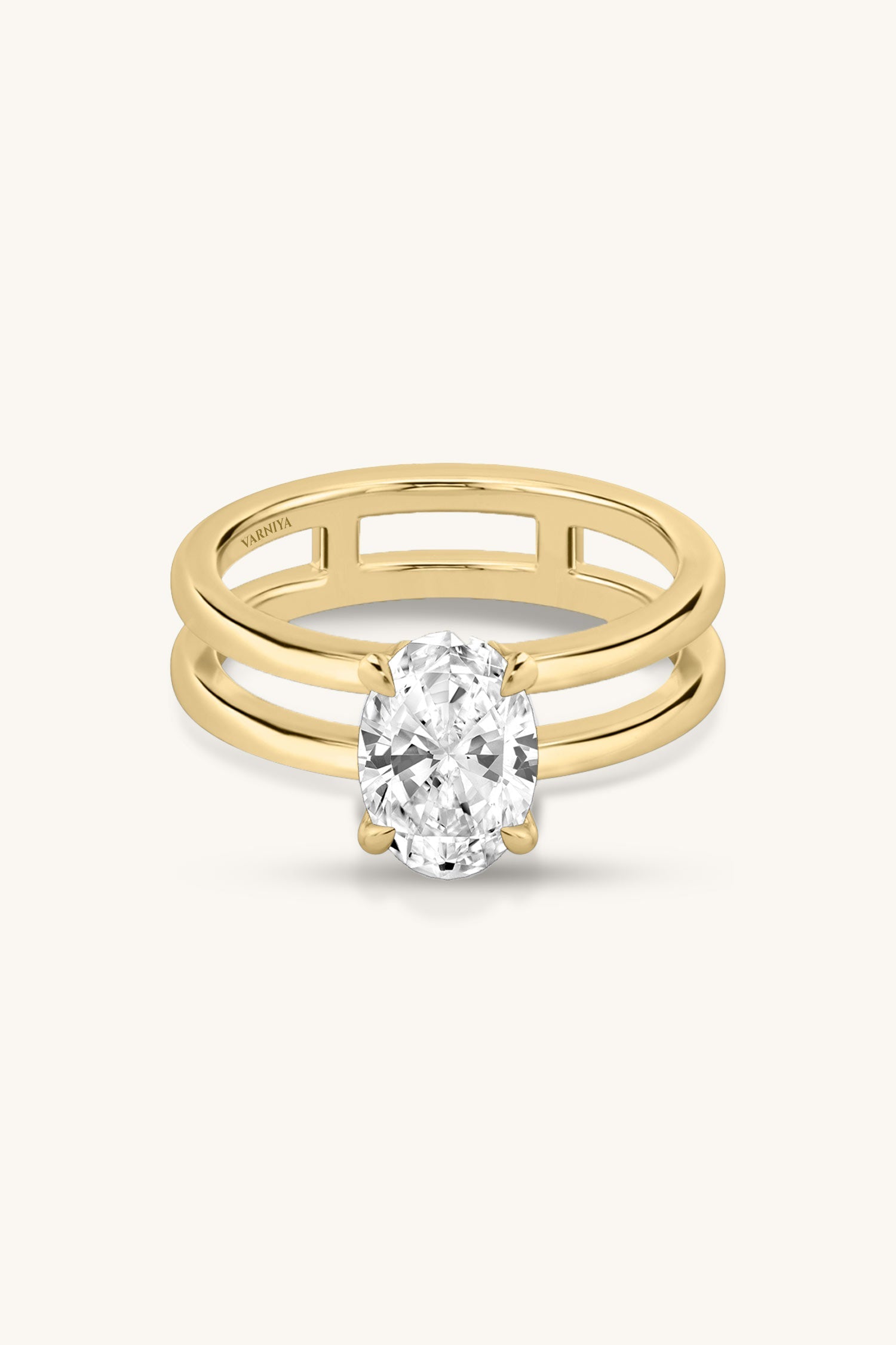 Bicephal Oval Solitaire Ring