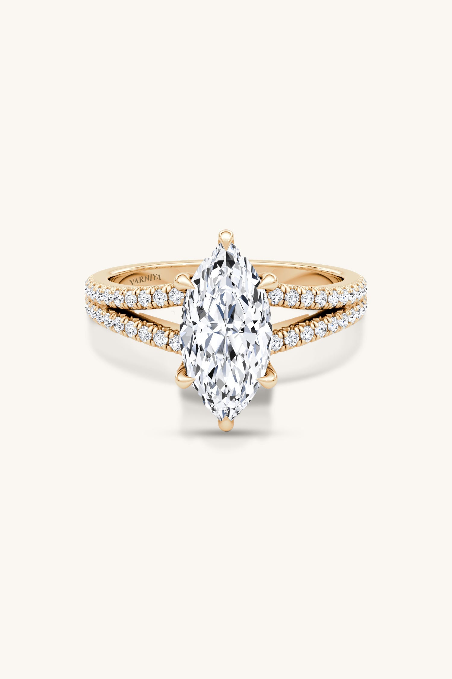 Dulce Halo Marquise Solitaire Pavé Ring