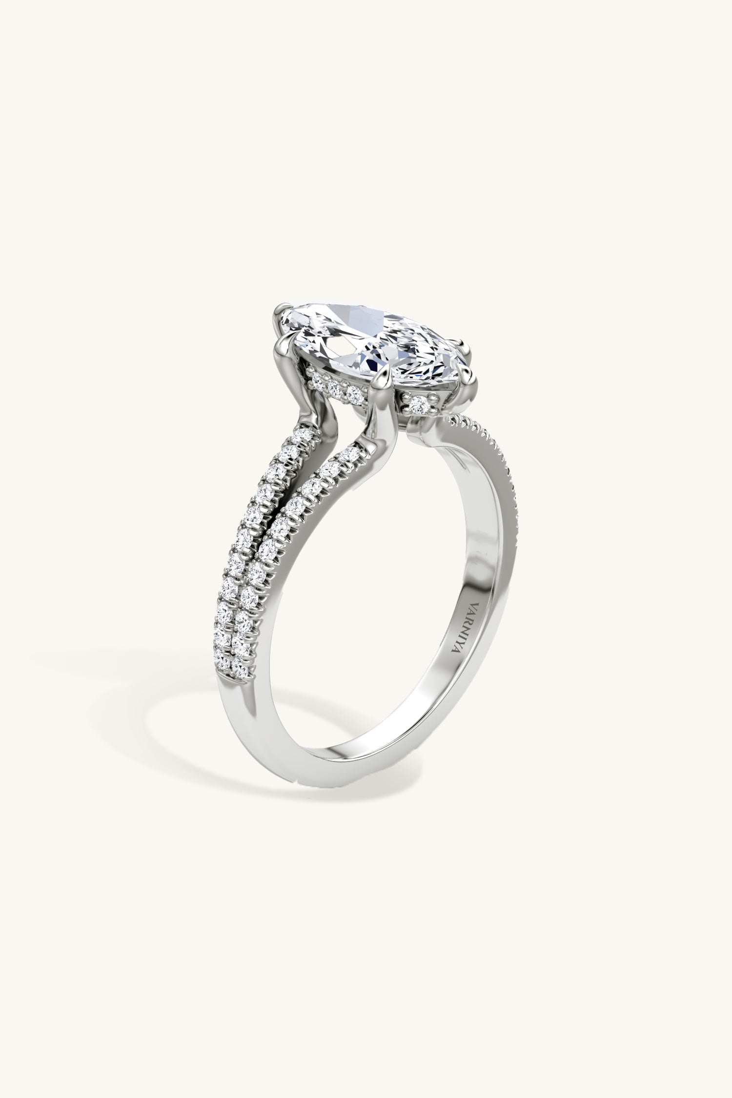 Dulce Halo Marquise Solitaire Pavé Ring