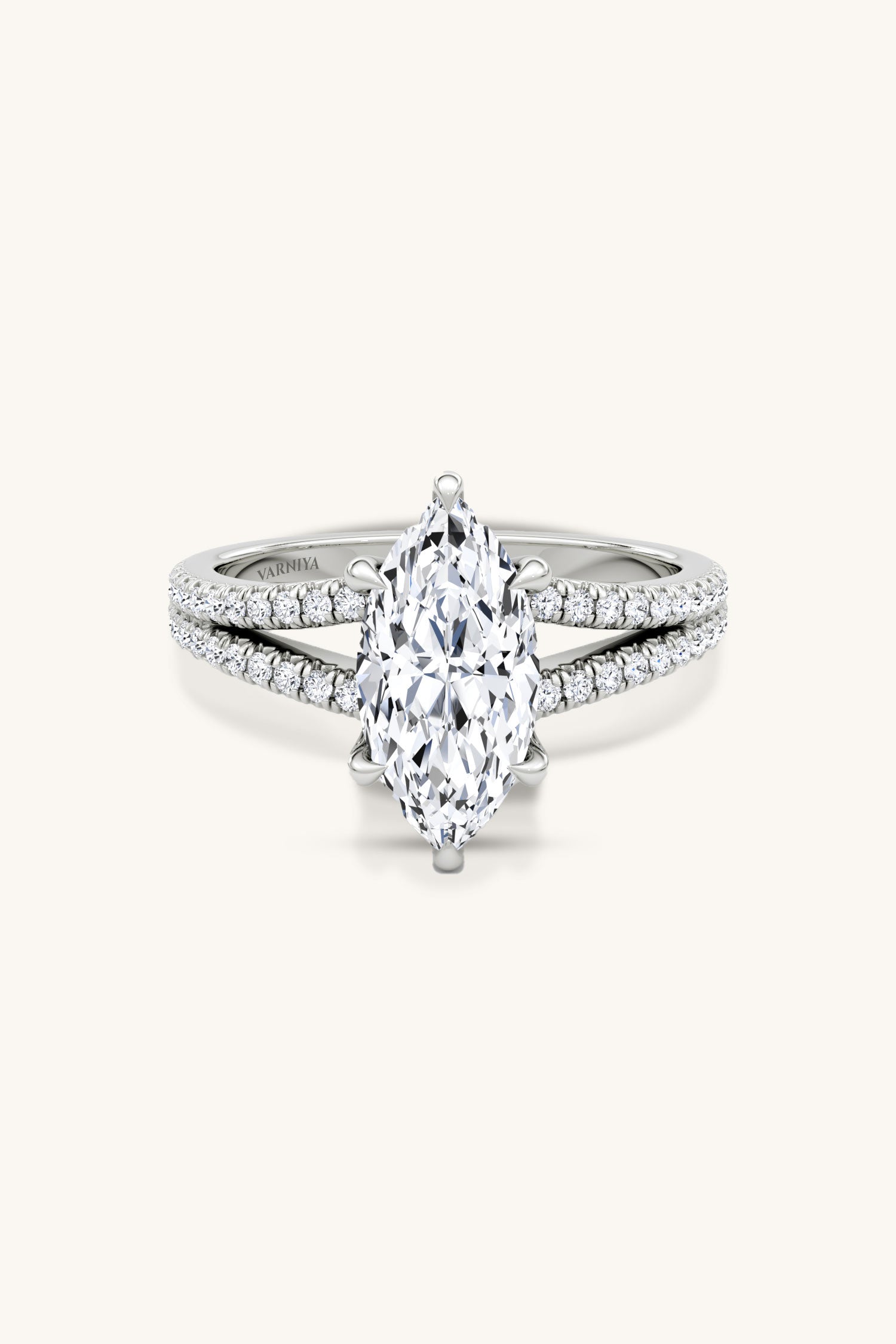 Dulce Halo Marquise Solitaire Pavé Ring