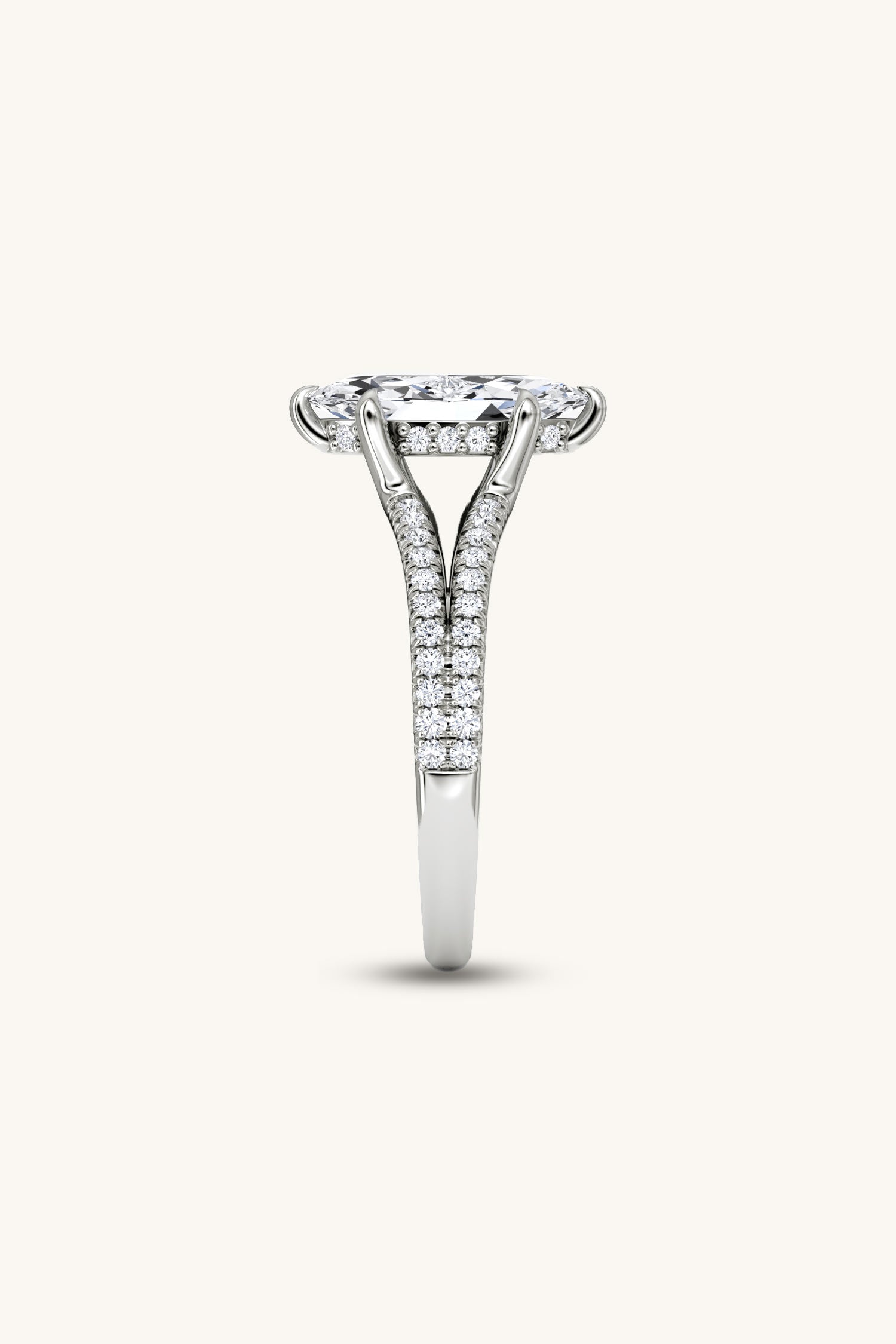 Dulce Halo Marquise Solitaire Pavé Ring