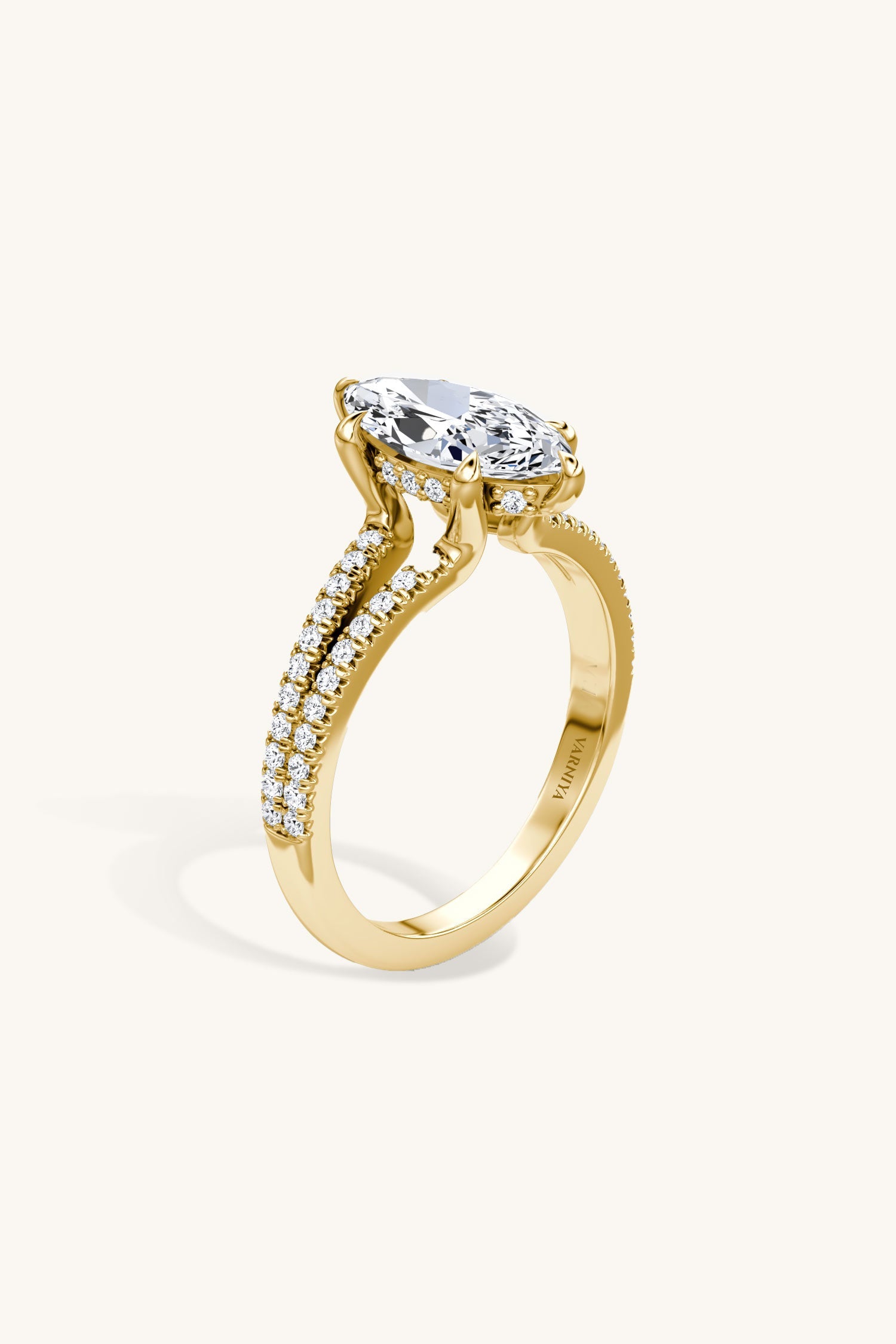 Dulce Halo Marquise Solitaire Pavé Ring