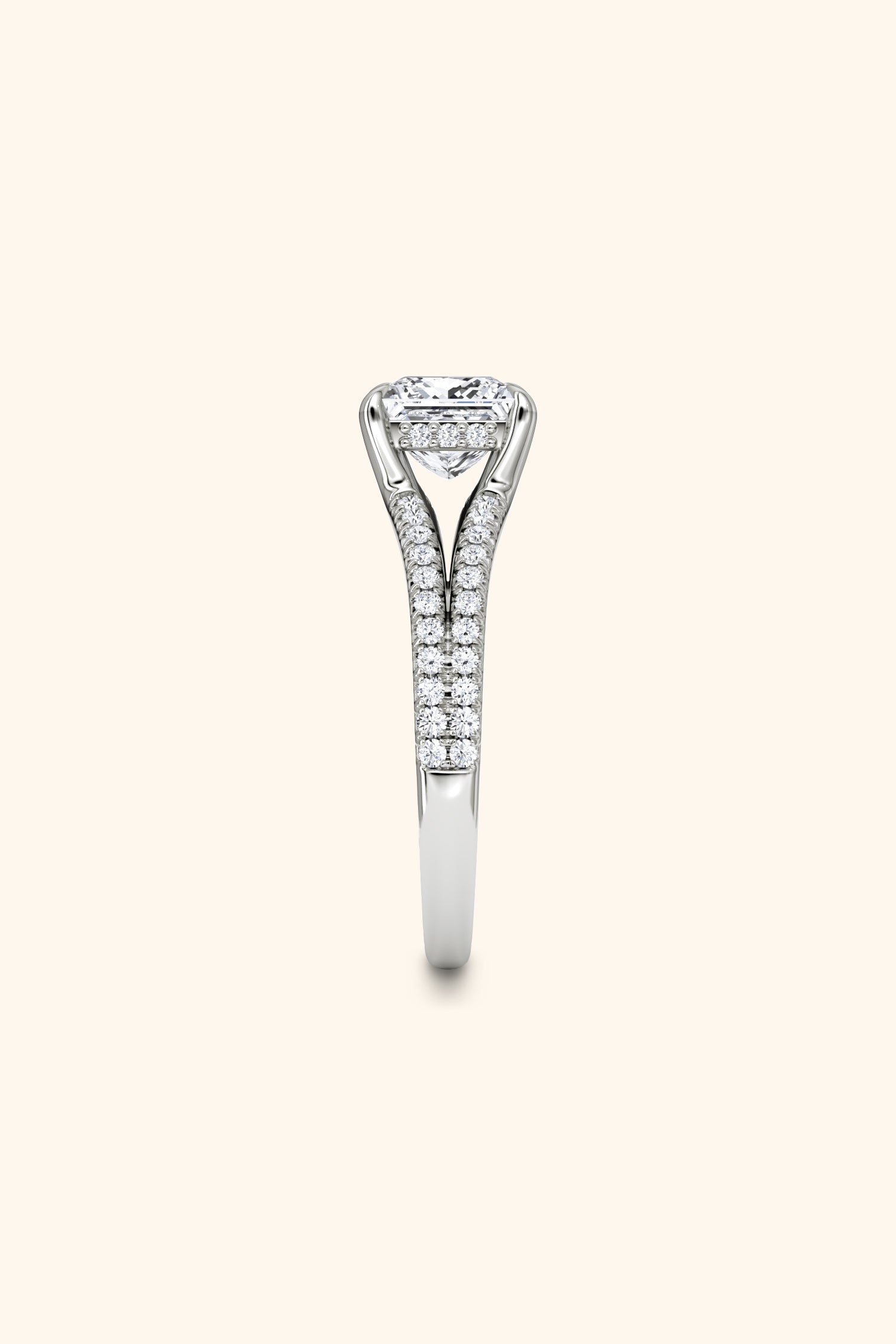 Dulce Halo Princess Solitaire Pavé Ring