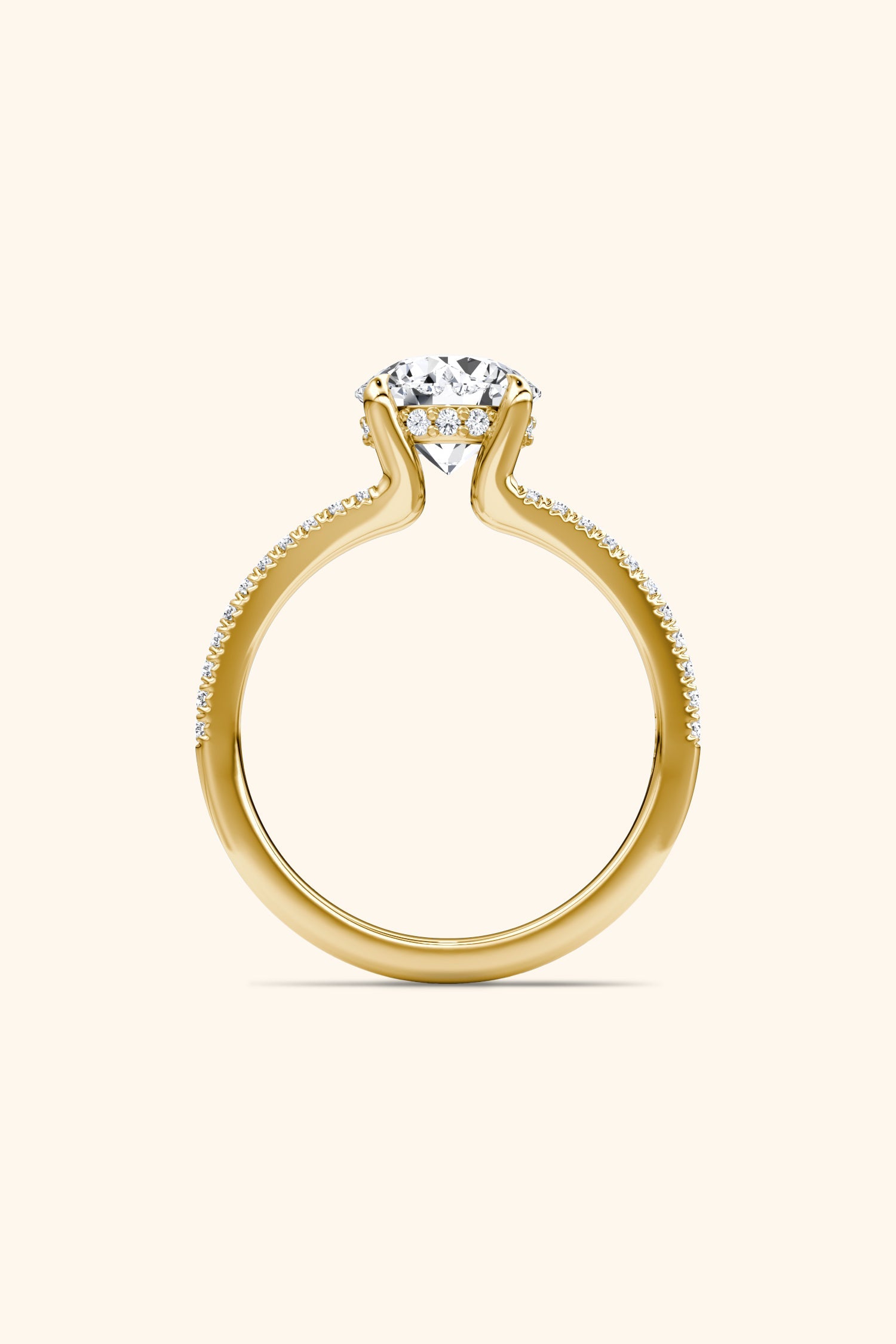 Dulce Halo Round Brilliant Solitaire Pavé Ring