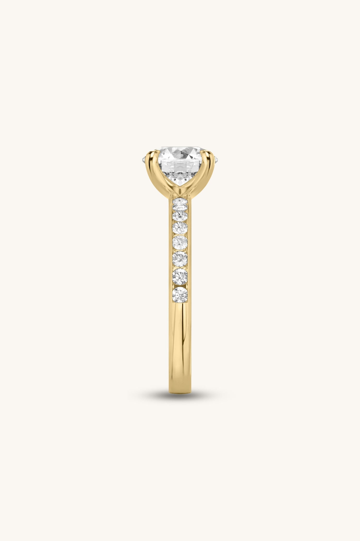Sequinne Round Solitaire Large Pavé Band