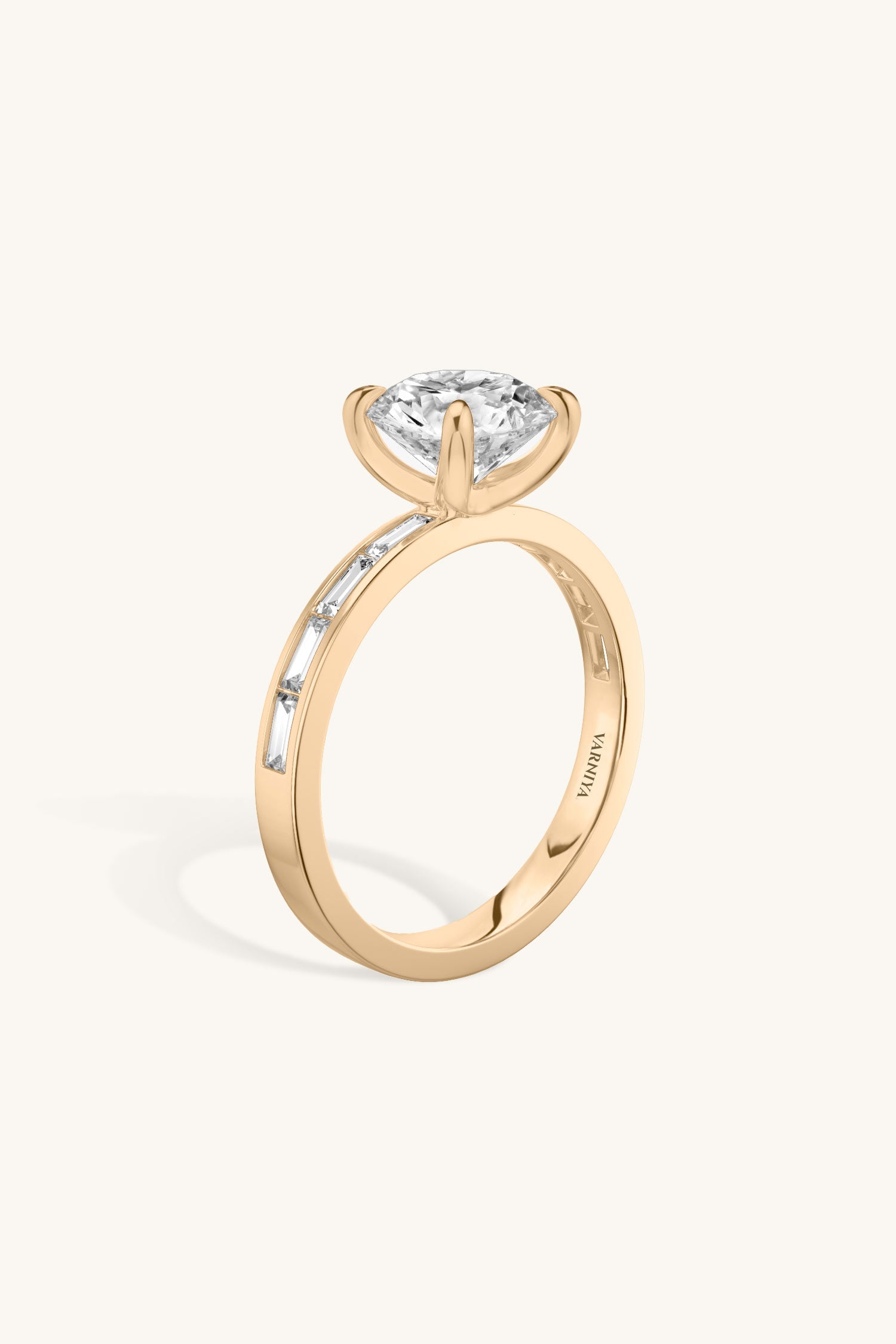 Sequinne Round Solitaire Channel Pavé Band