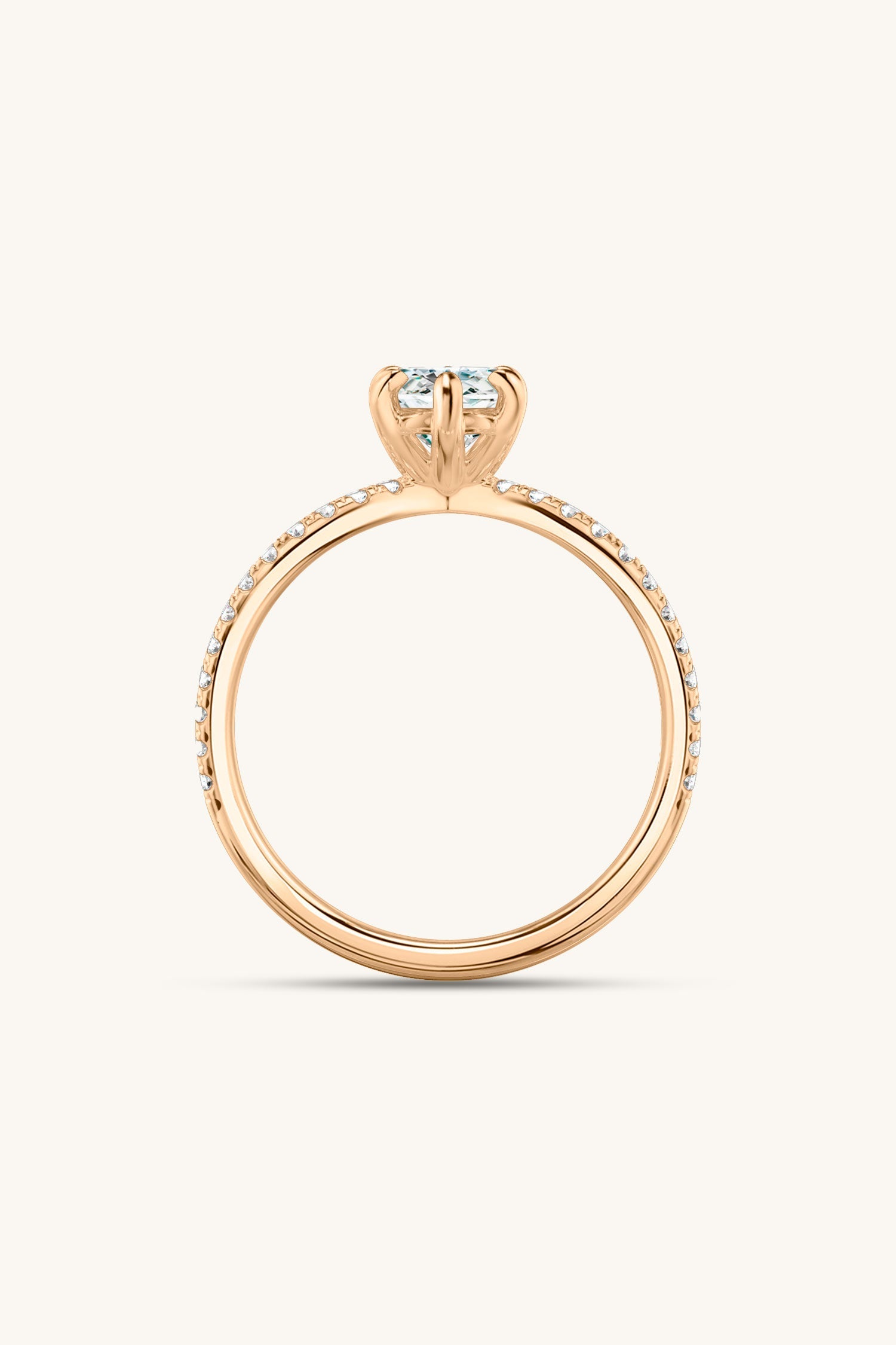 Luisa Marquise Solitaire Double Pavé Ring