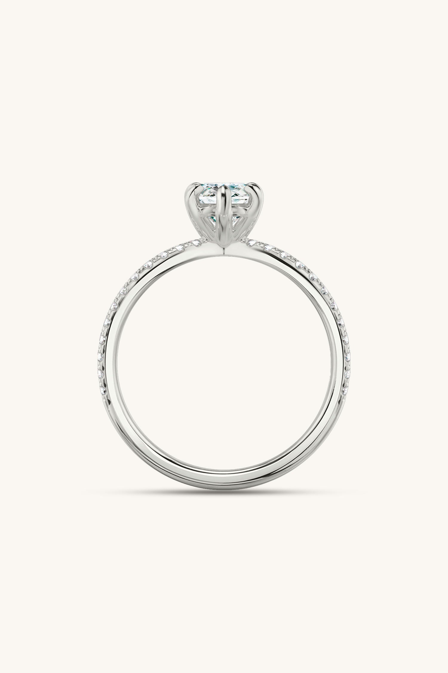 Luisa Marquise Solitaire Double Pavé Ring