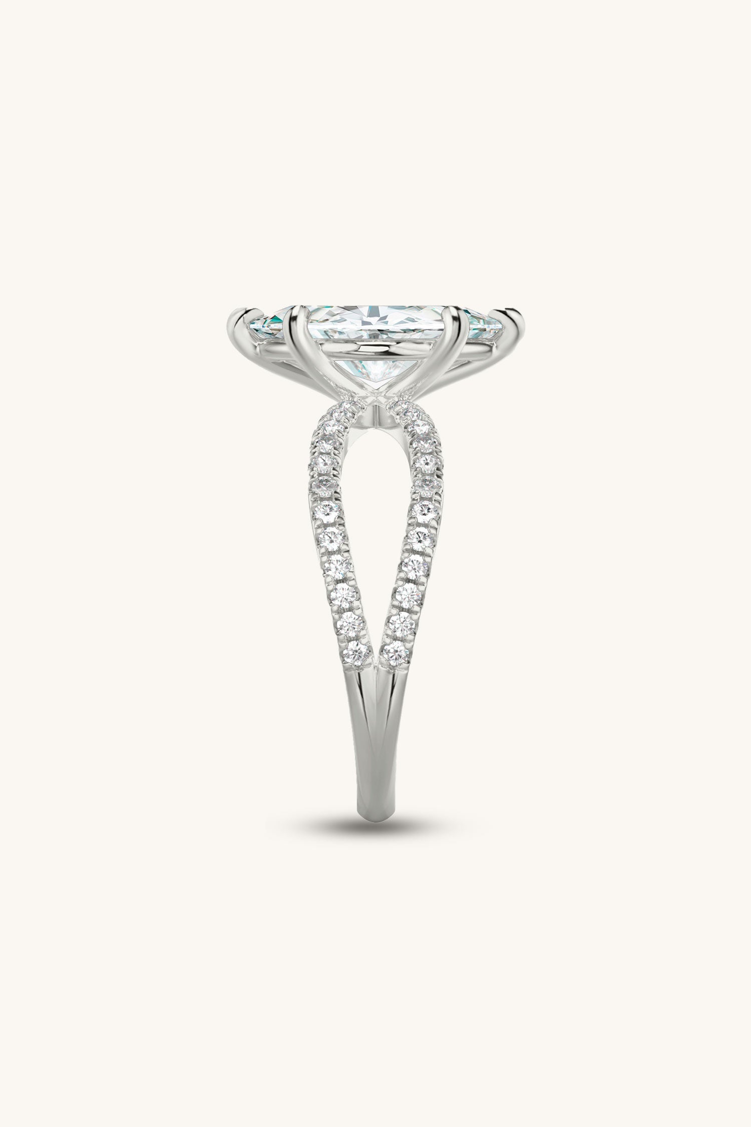 Luisa Marquise Solitaire Double Pavé Ring