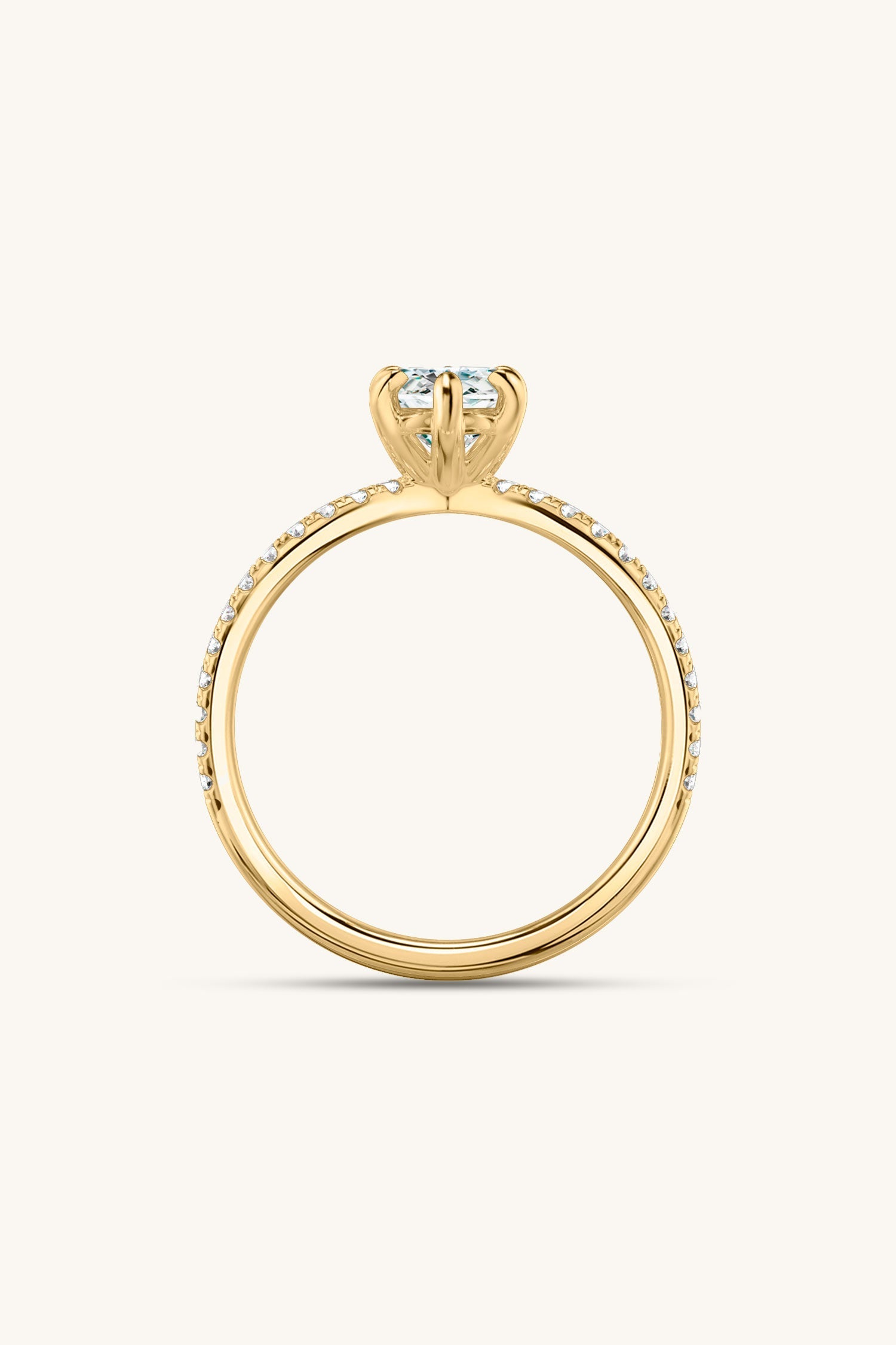 Luisa Marquise Solitaire Double Pavé Ring