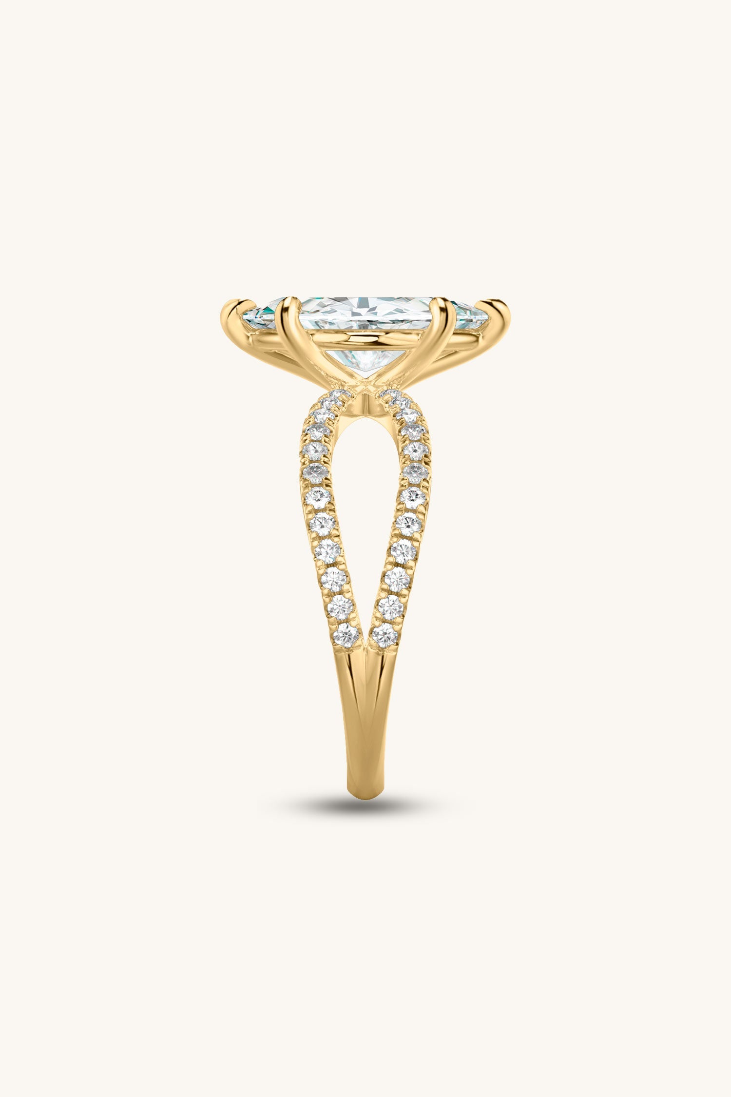 Luisa Marquise Solitaire Double Pavé Ring