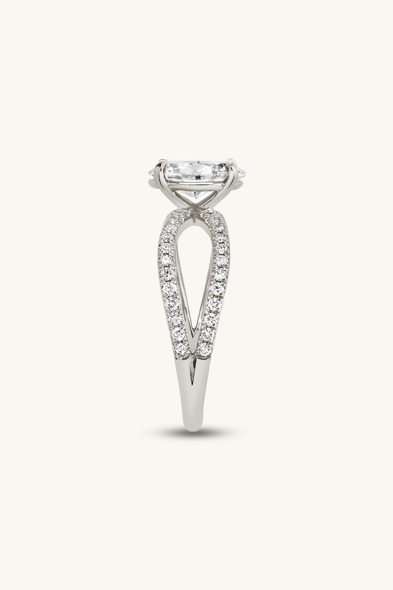 Luisa Oval Solitaire Double Pavé Ring