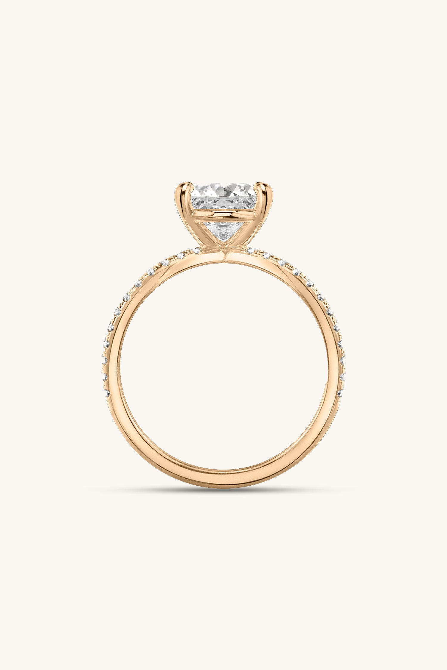 Luisa Princess Solitaire Double Pavé Ring