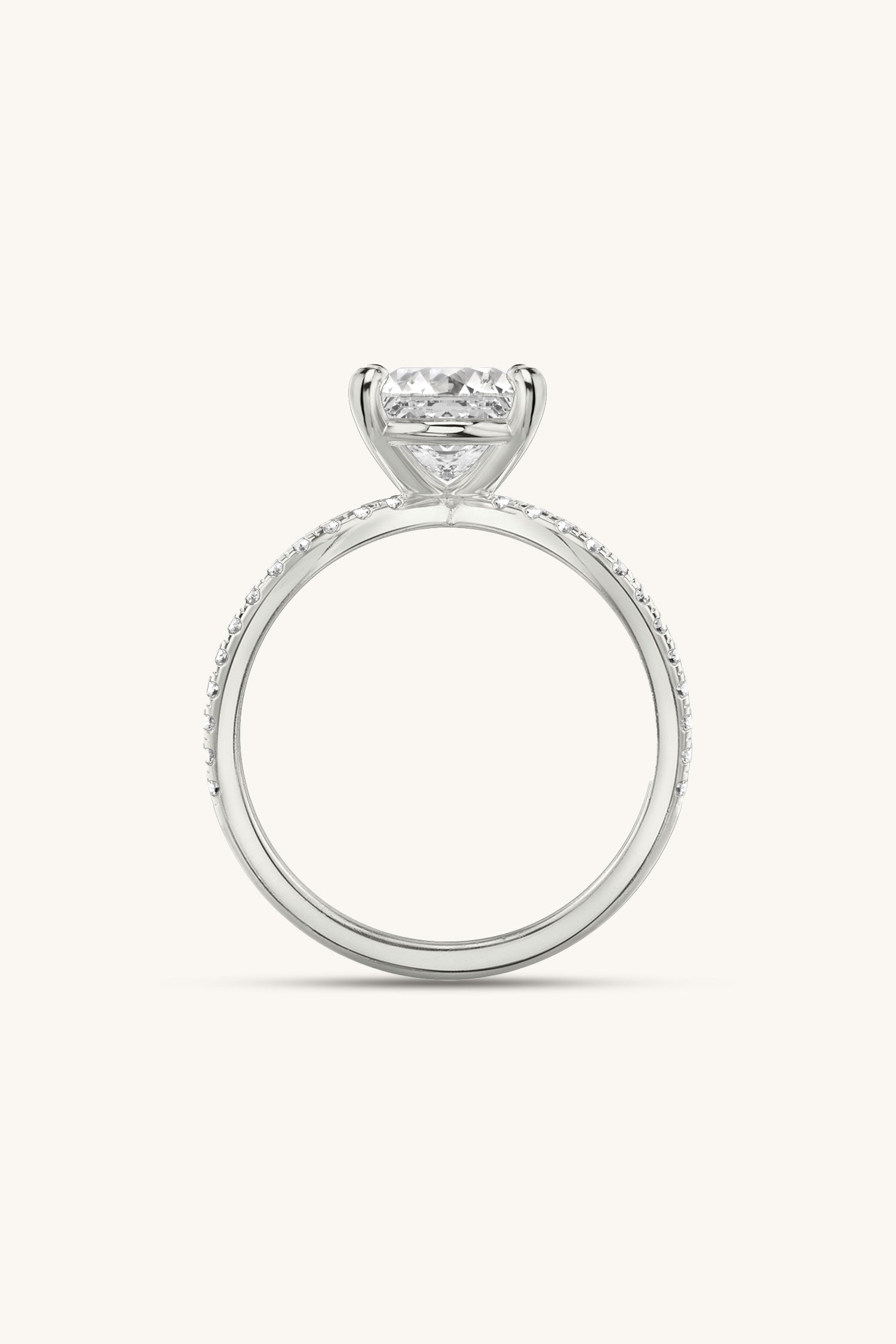 Luisa Princess Solitaire Double Pavé Ring