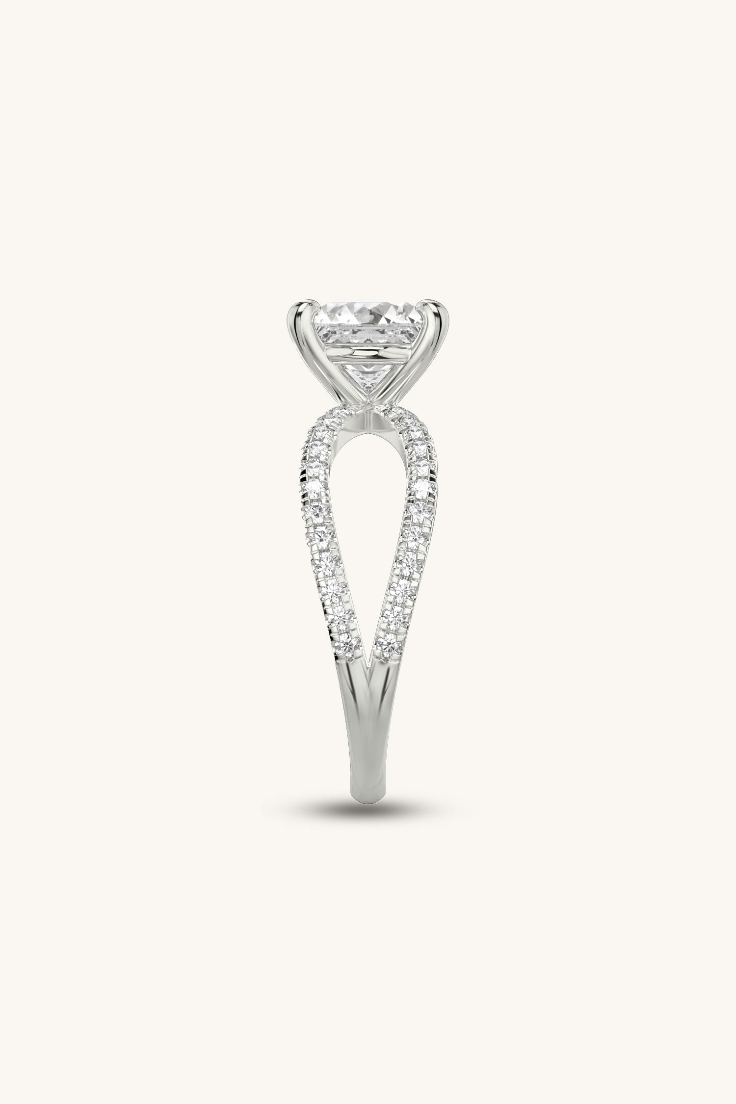Luisa Princess Solitaire Double Pavé Ring