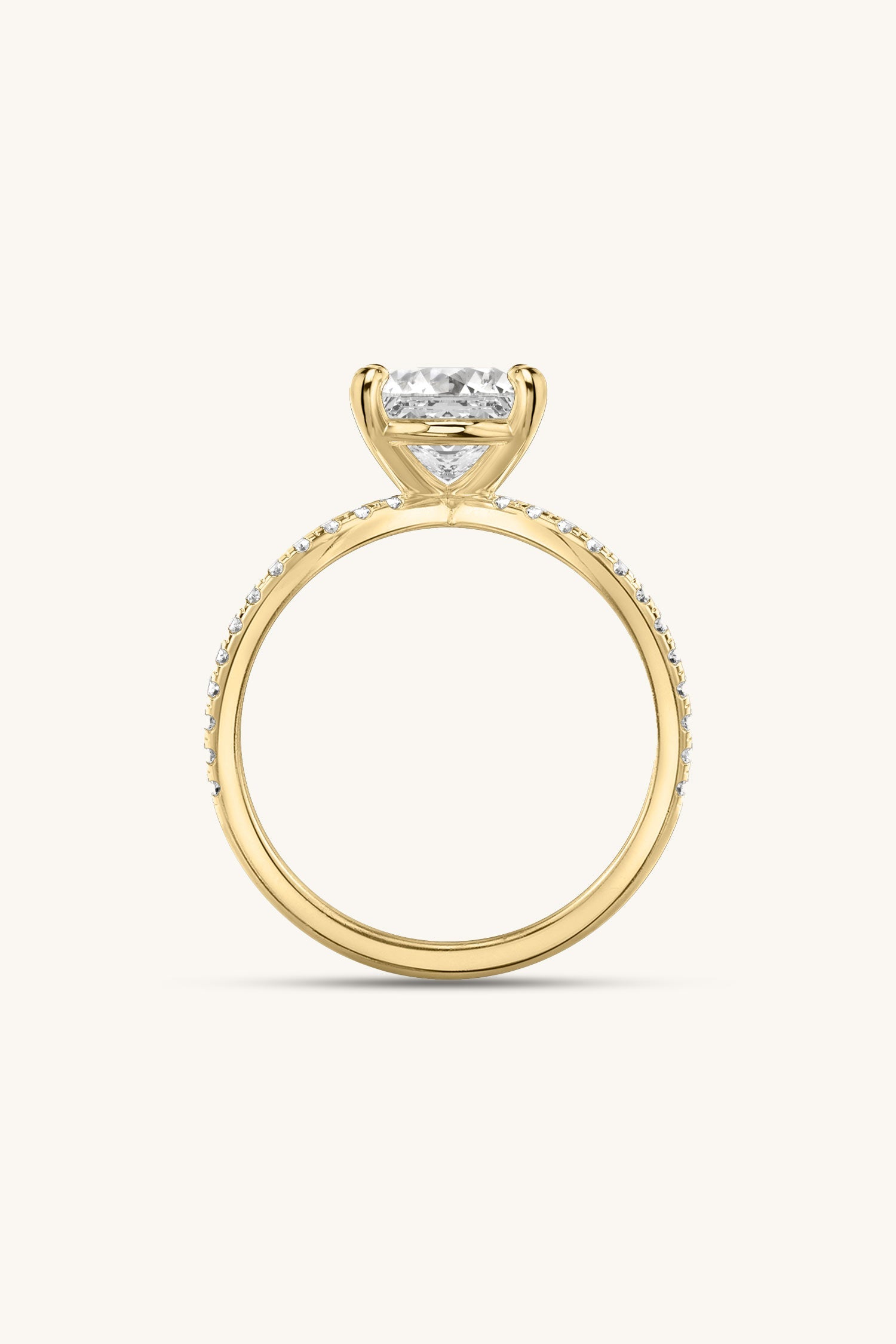 Luisa Princess Solitaire Double Pavé Ring