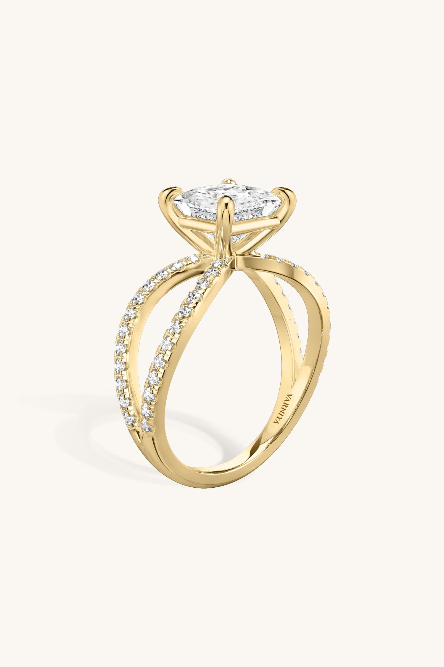 Luisa Princess Solitaire Double Pavé Ring