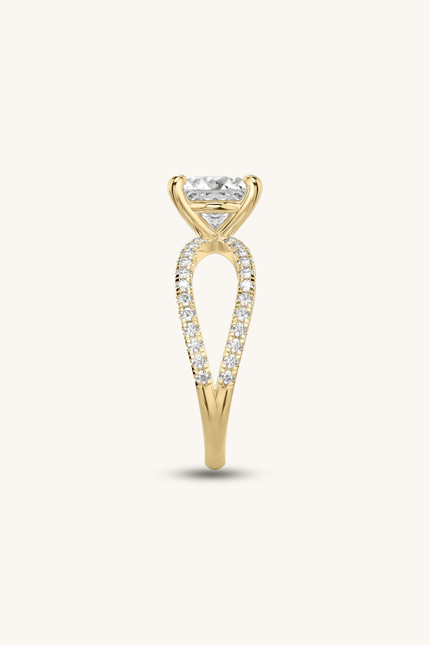 Luisa Princess Solitaire Double Pavé Ring