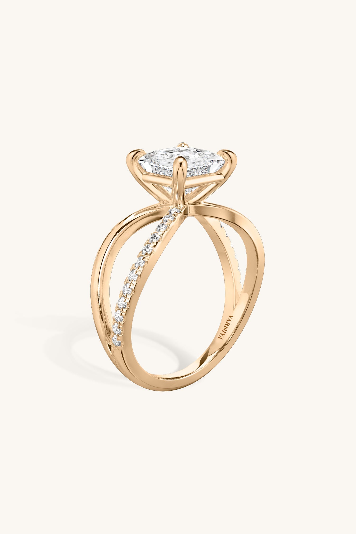 Luisa Princess Solitaire Pavé Ring