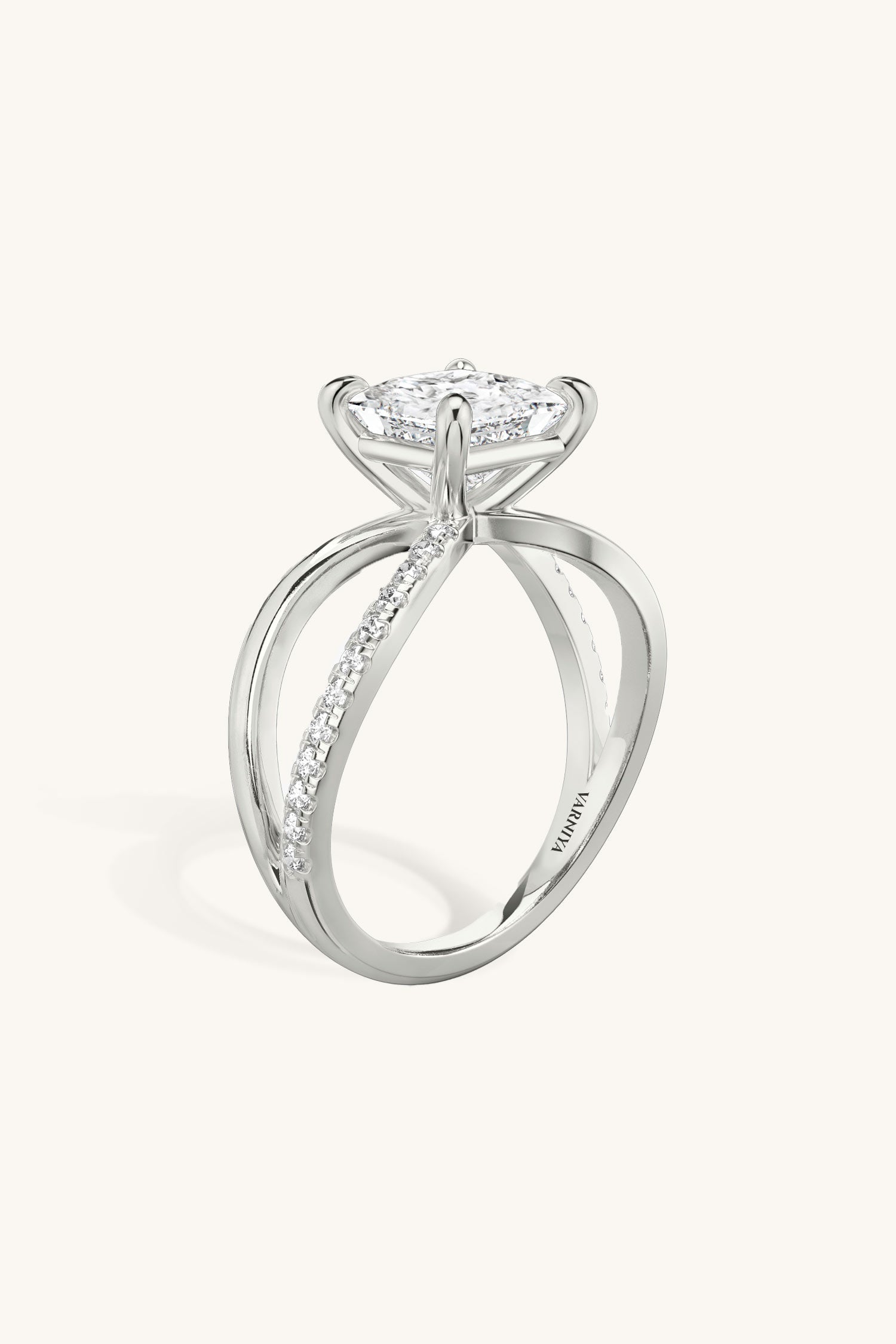 Luisa Princess Solitaire Pavé Ring