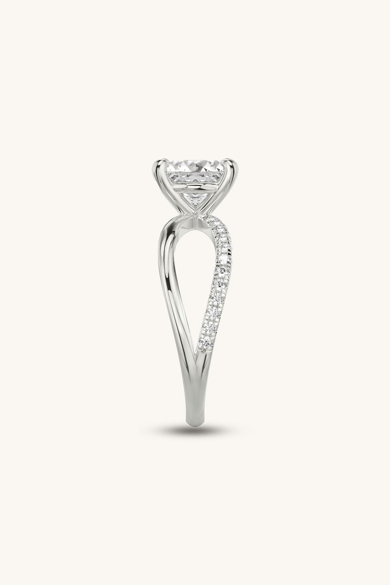 Luisa Princess Solitaire Pavé Ring