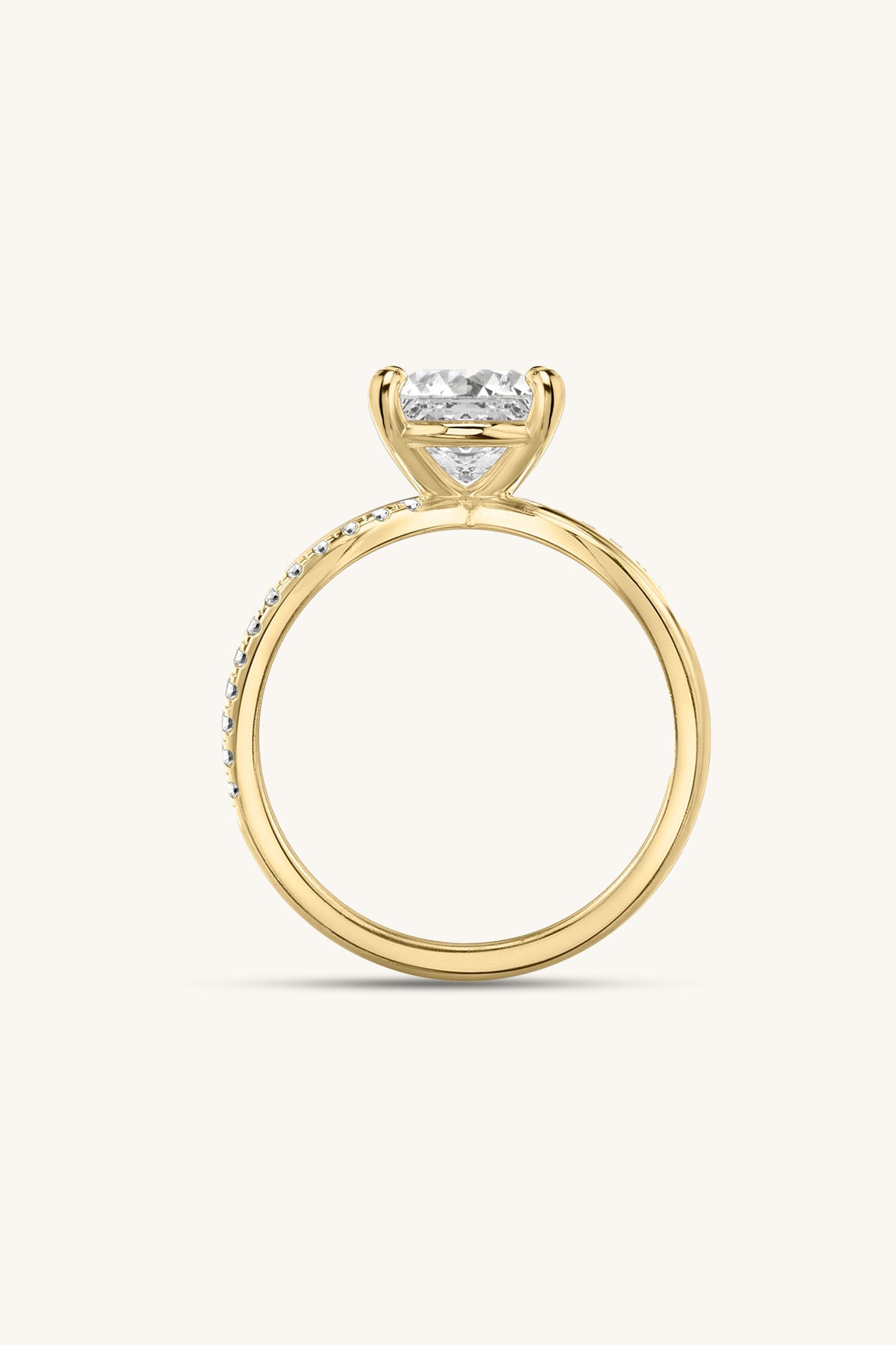 Luisa Princess Solitaire Pavé Ring
