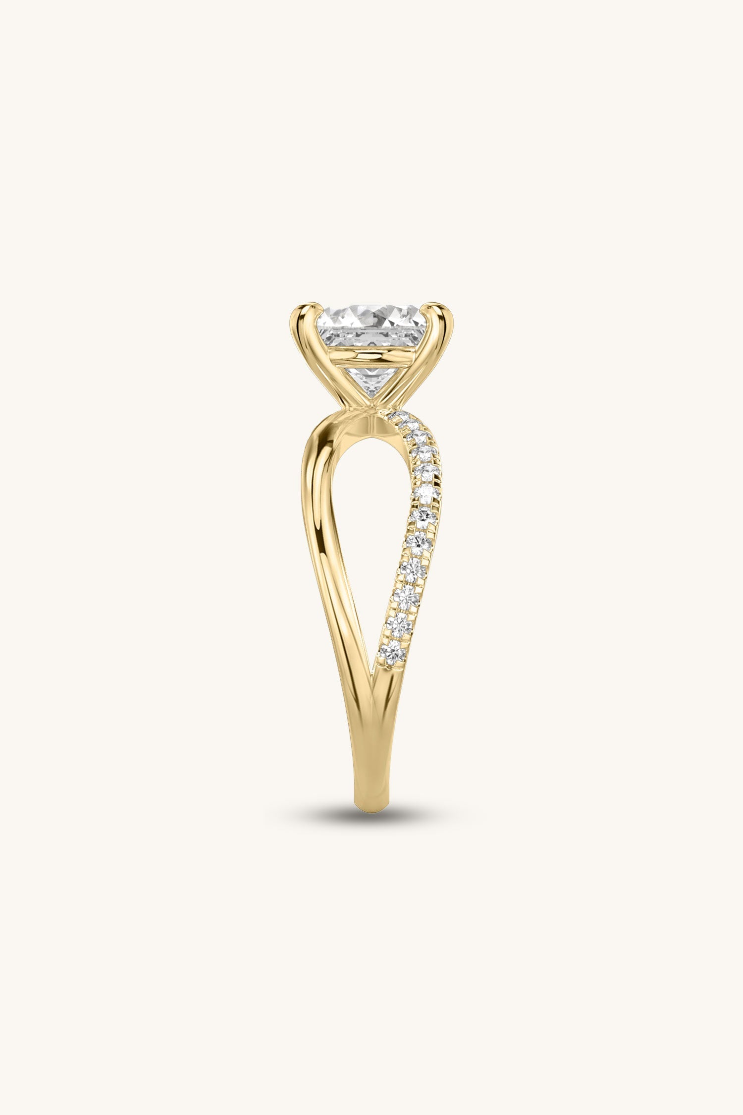 Luisa Princess Solitaire Pavé Ring