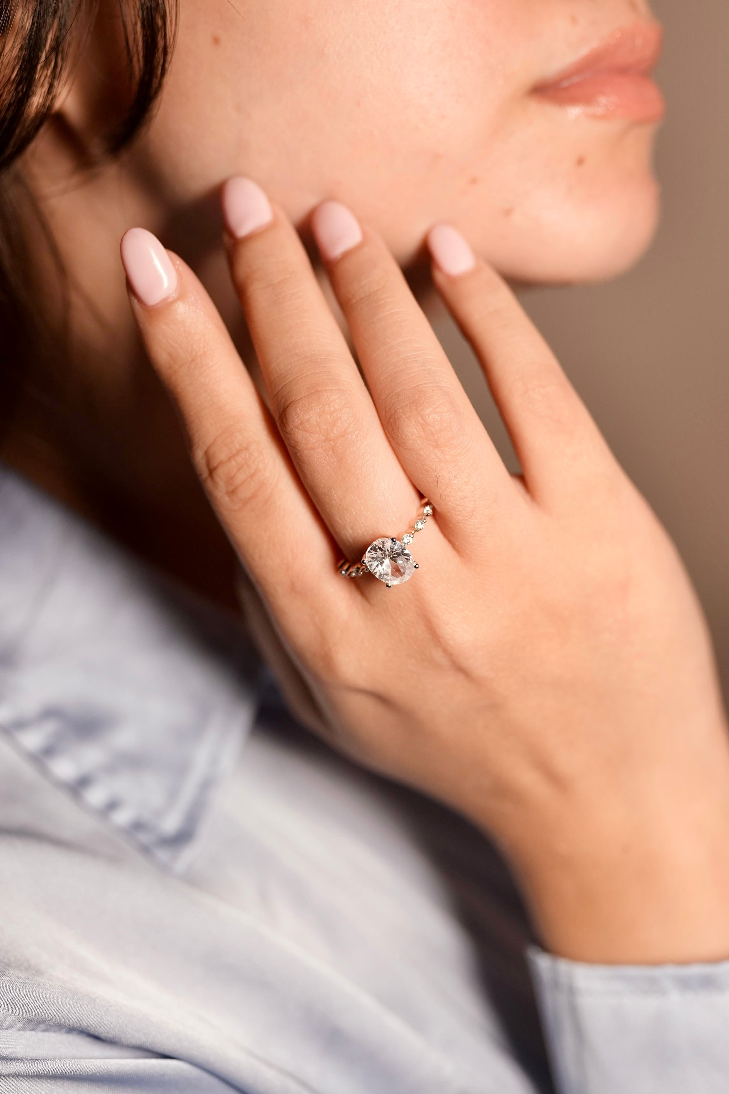 Adelina Oval Solitaire Pavé Ring