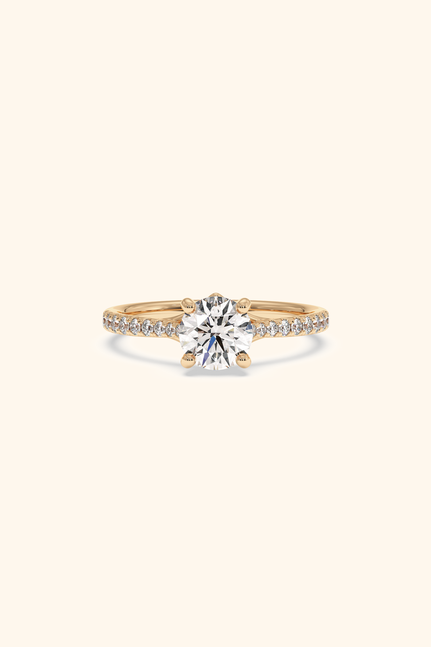Valentina Pavé Ring with a Round Solitaire