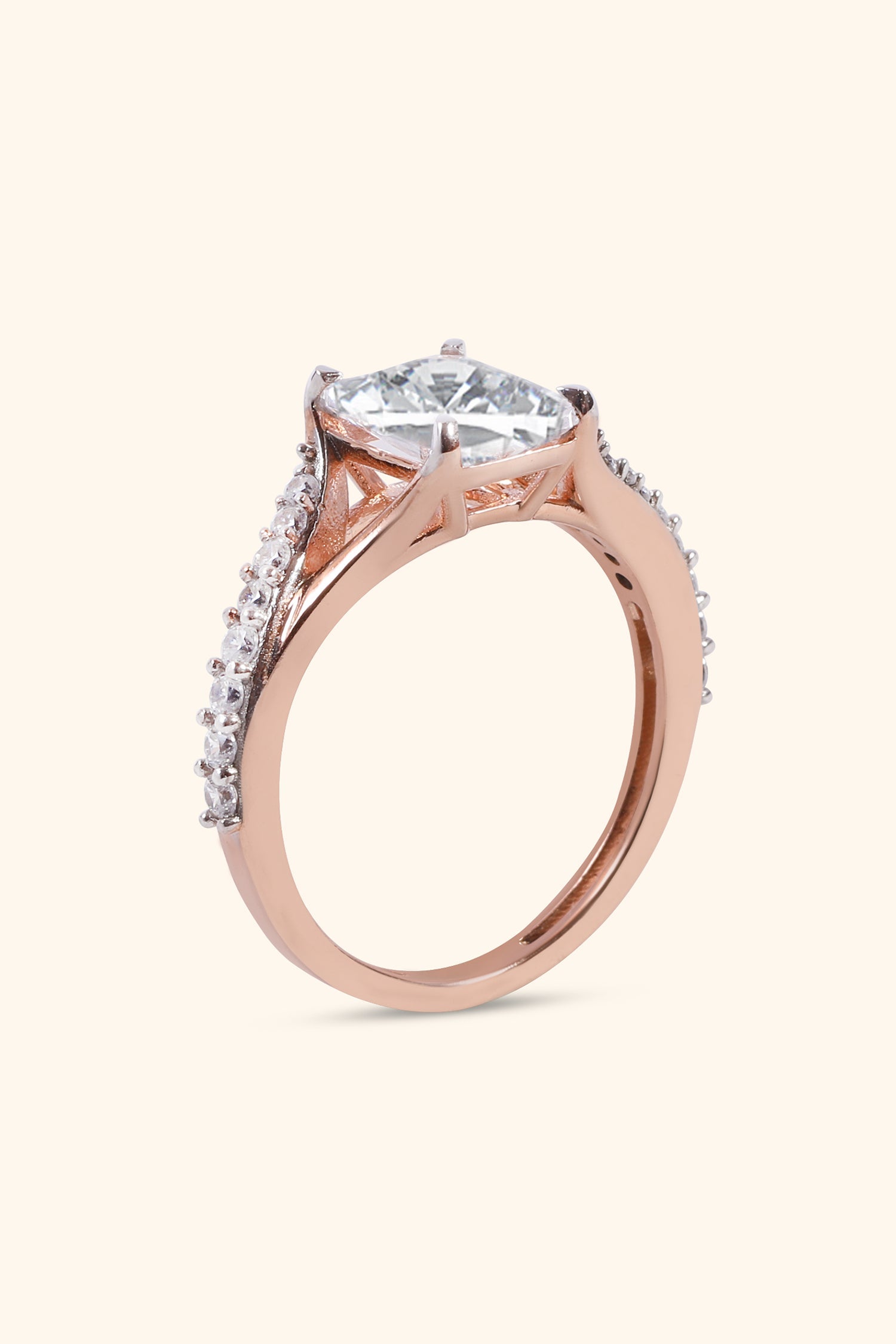 Victoria Emerald Solitaire Ring on an Alt-Pavé Ring