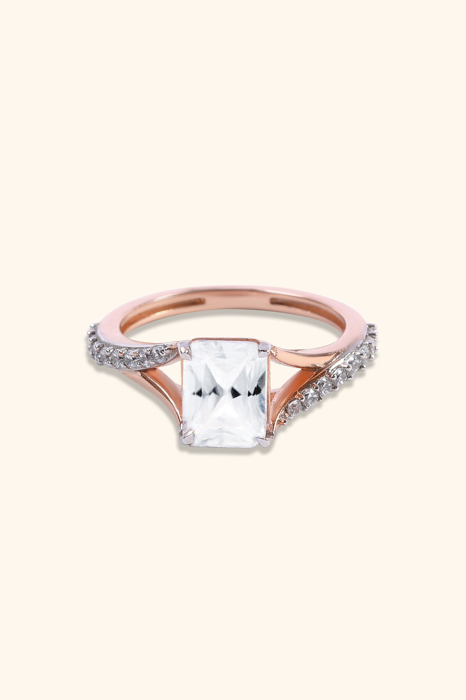 Victoria Emerald Solitaire Ring on an Alt-Pavé Ring