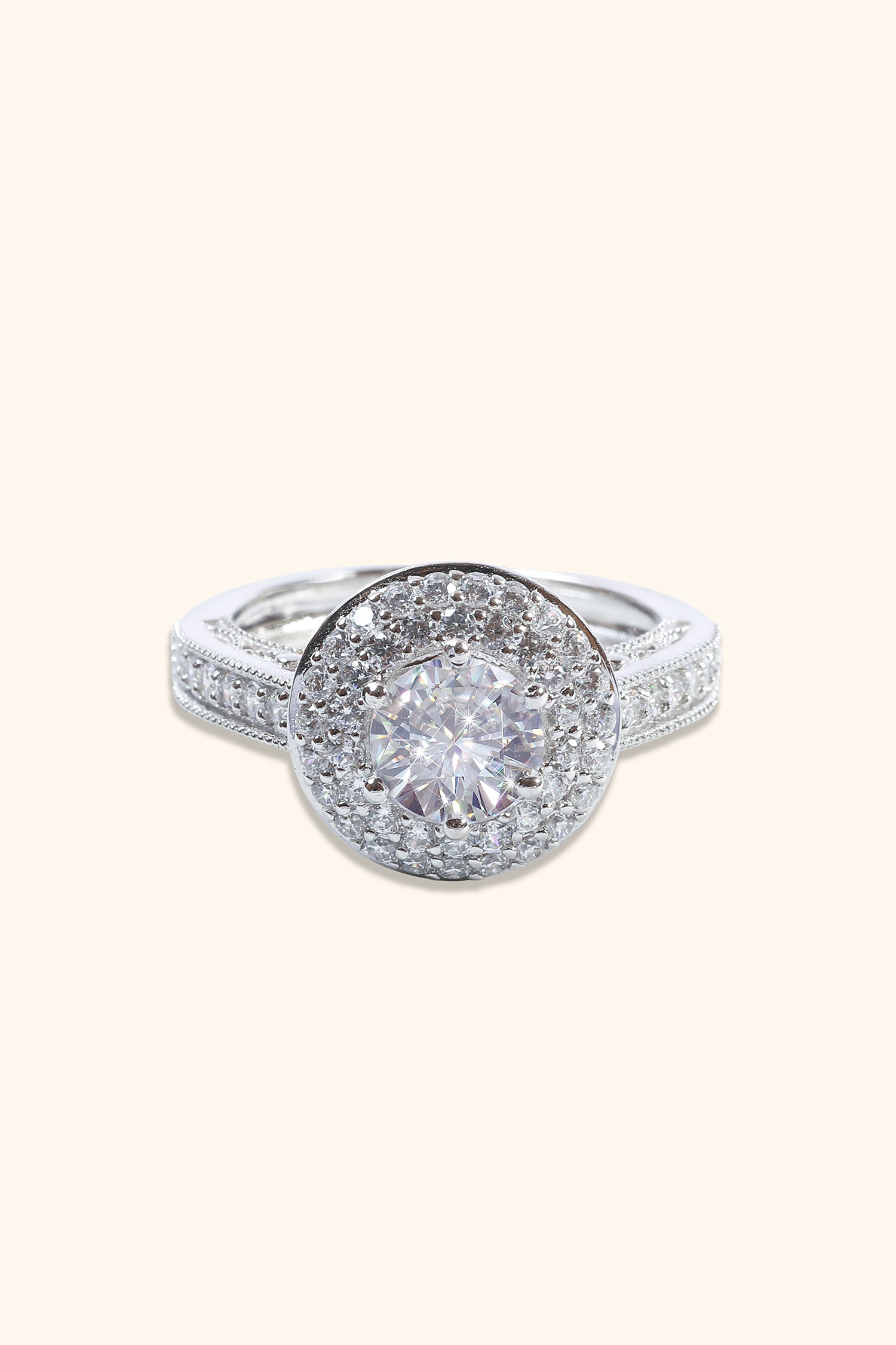 Celestina Double Studded Halo and Pave Ring