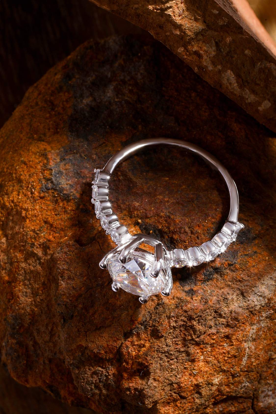 Paloma Studded Pave Ring with Round Solitaire