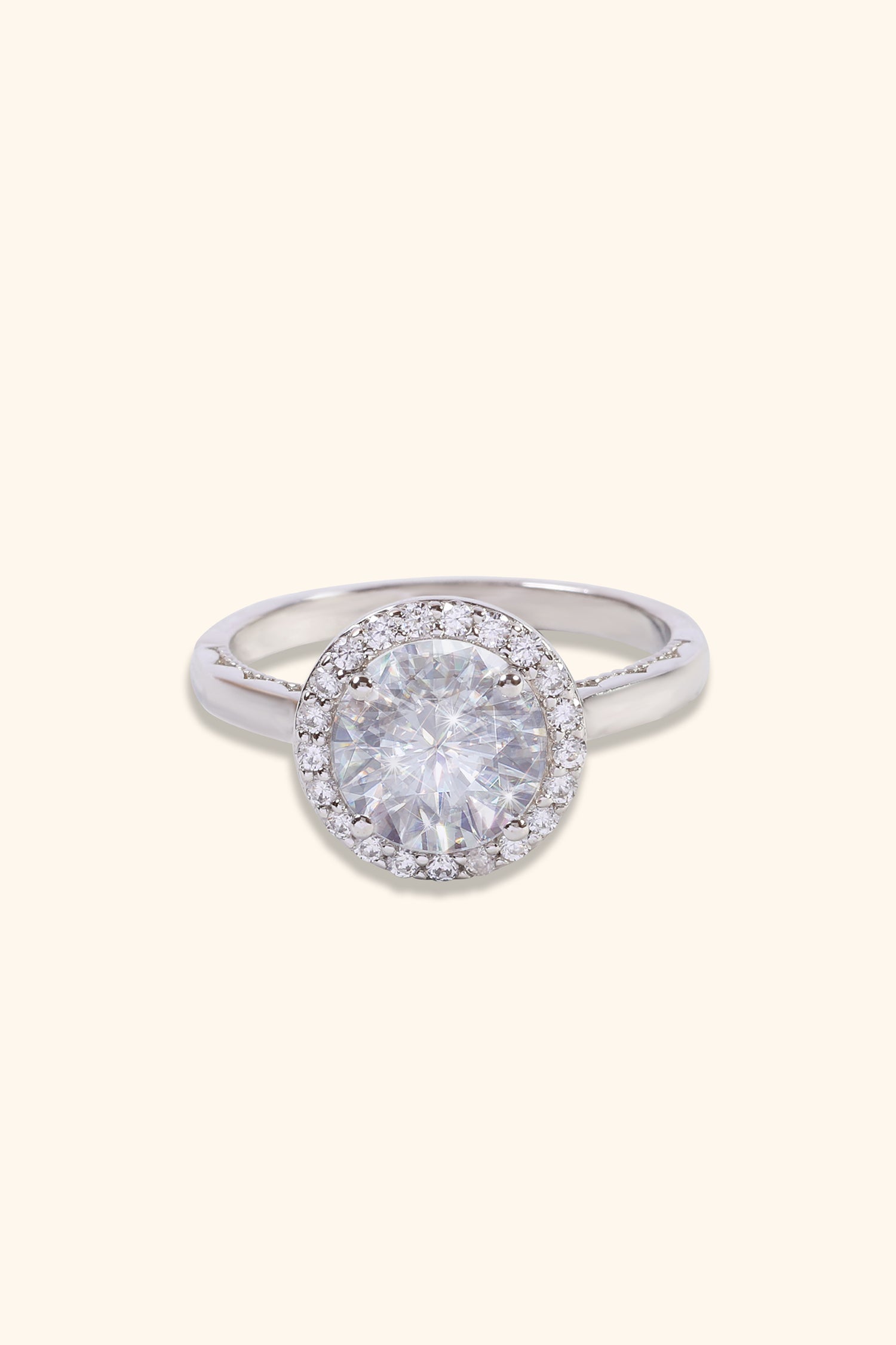 Gabriela with Round Brilliant Solitaire and Halo Ring