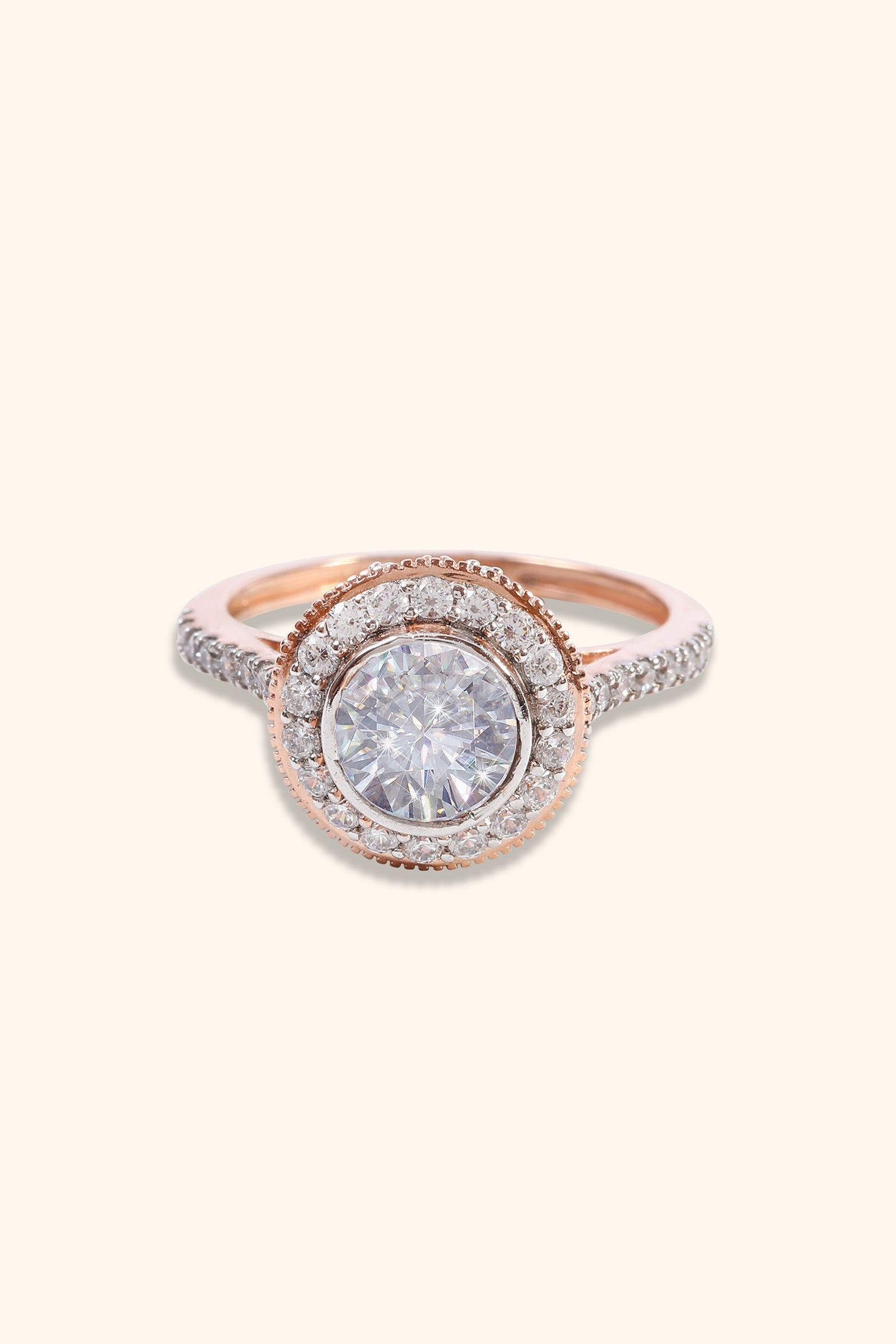 Mumtaz Studded Halo and Pave Ring