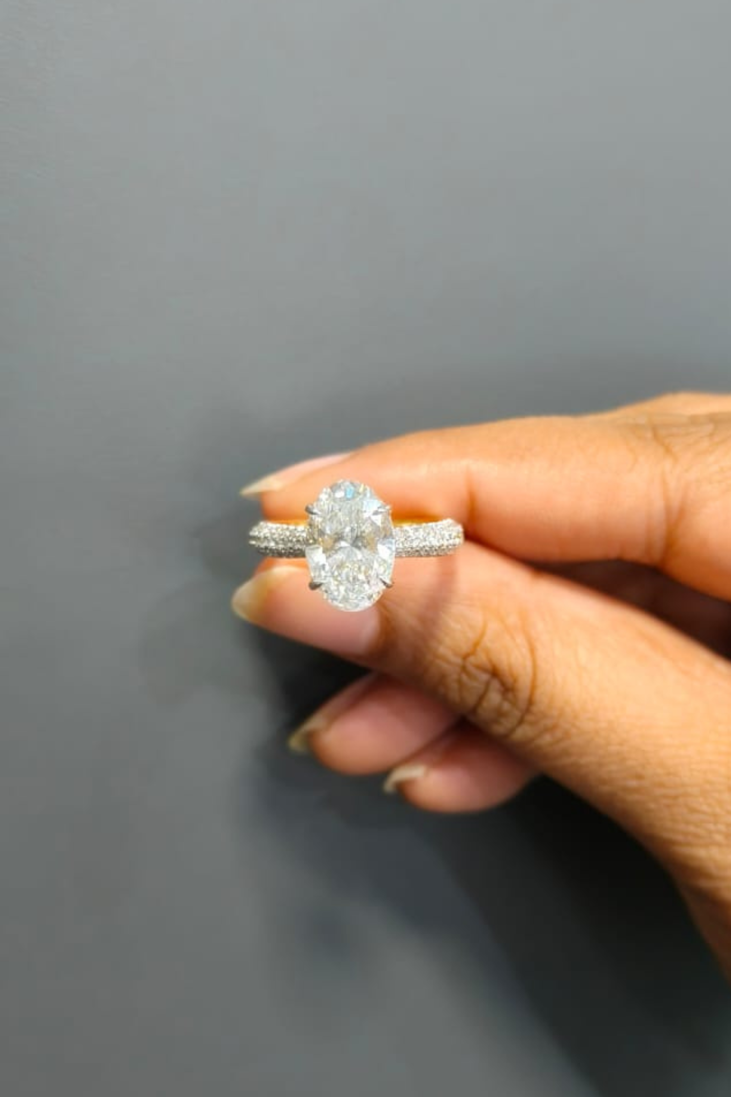 Christina 3 Carat Oval Solitaire Triple Pavé Ring