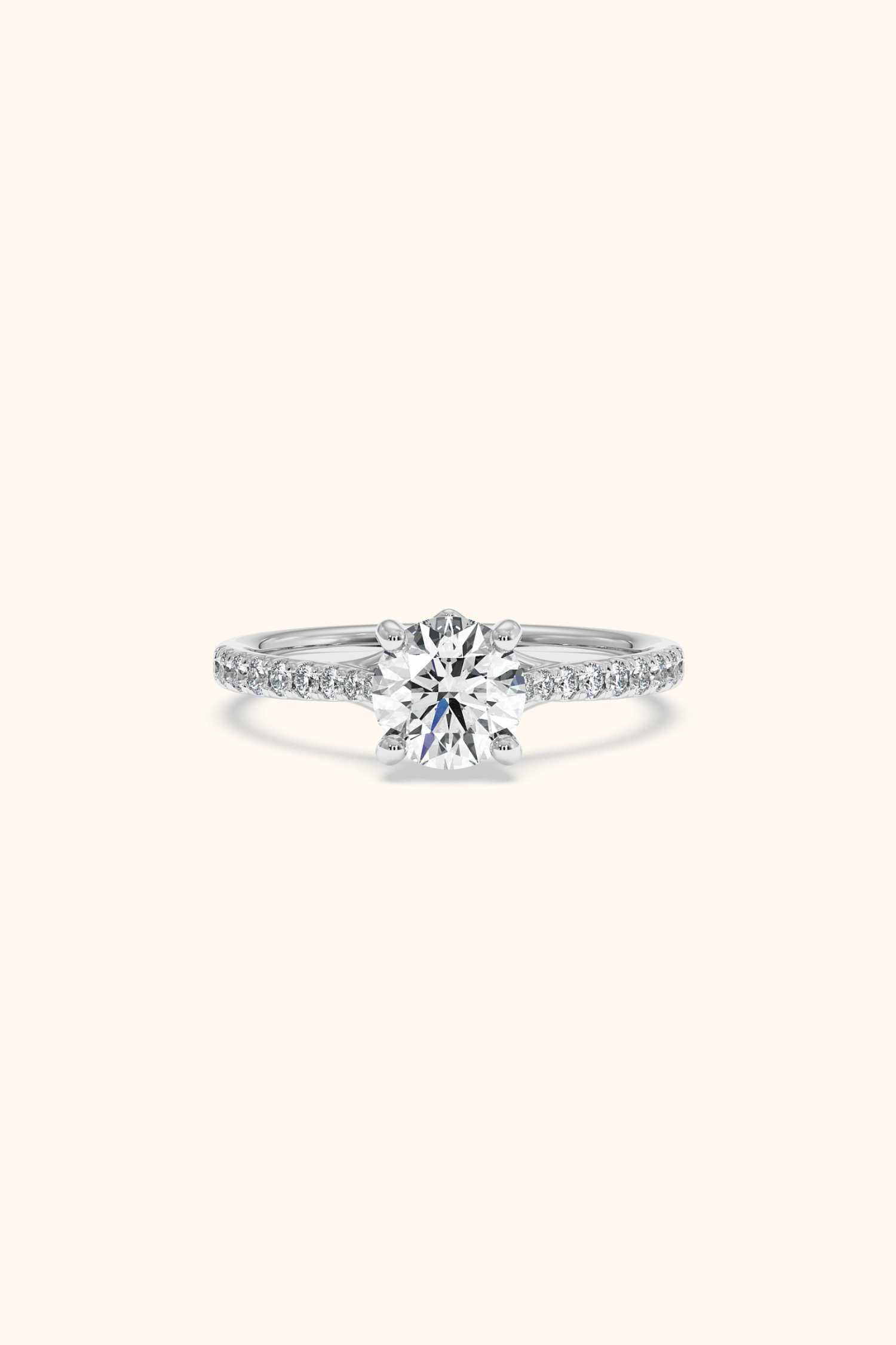 Valentina Pavé Ring with a Round Solitaire