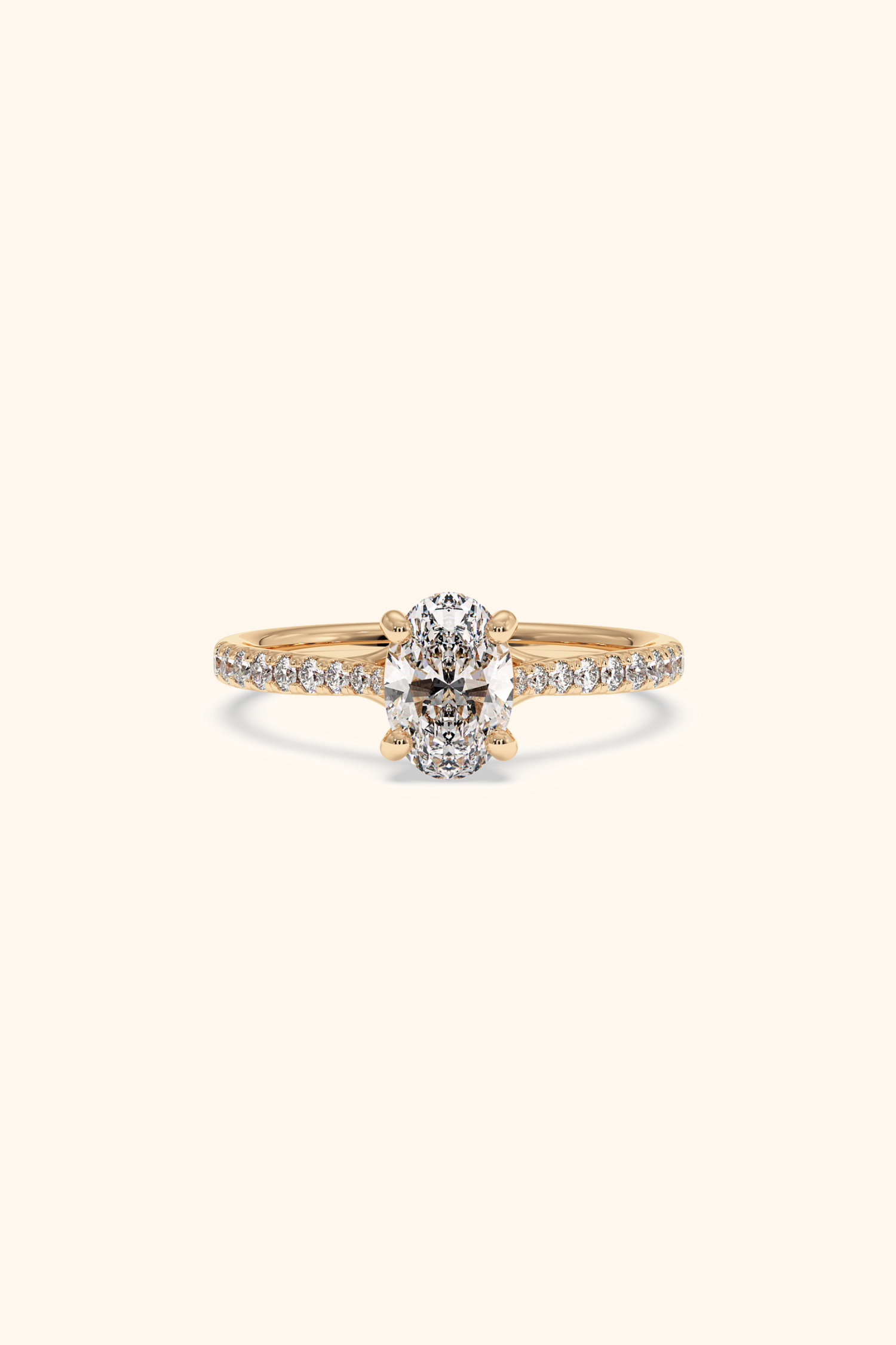Valentina Pavé Ring with an Oval Solitaire