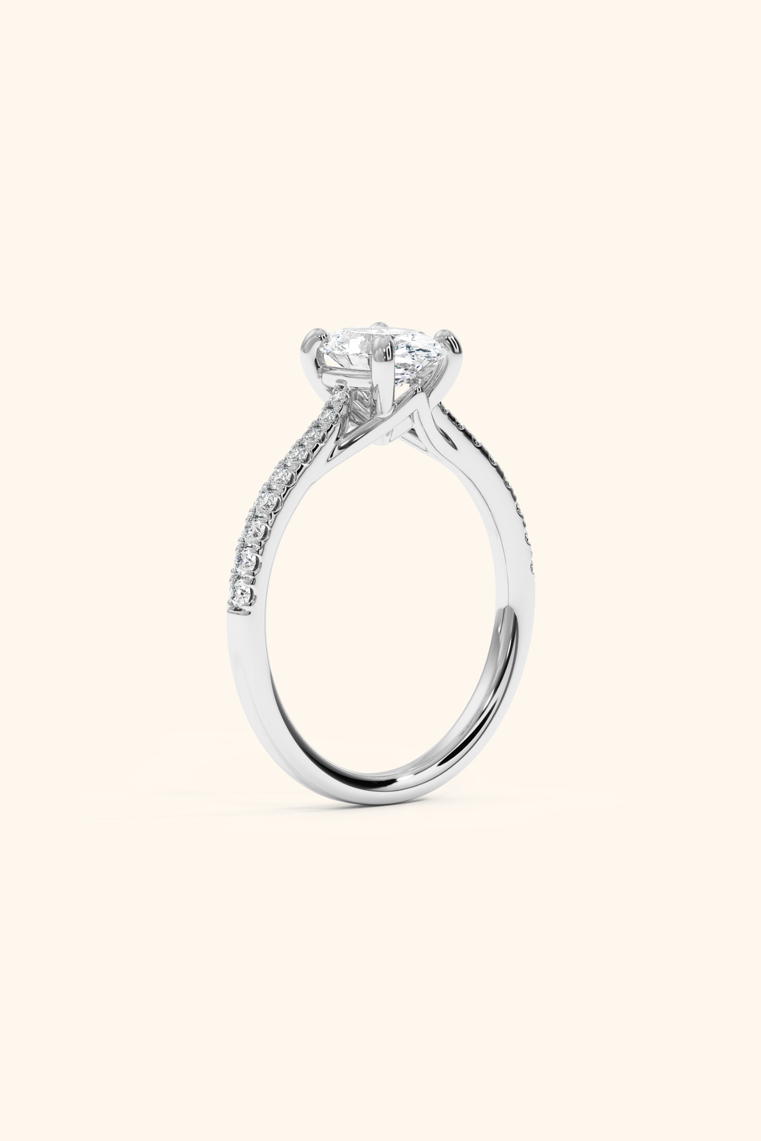 Valentina Pavé Ring with an Oval Solitaire