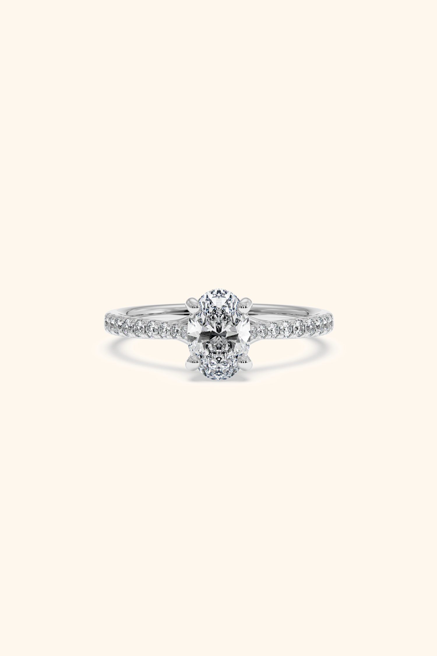 Valentina Pavé Ring with an Oval Solitaire