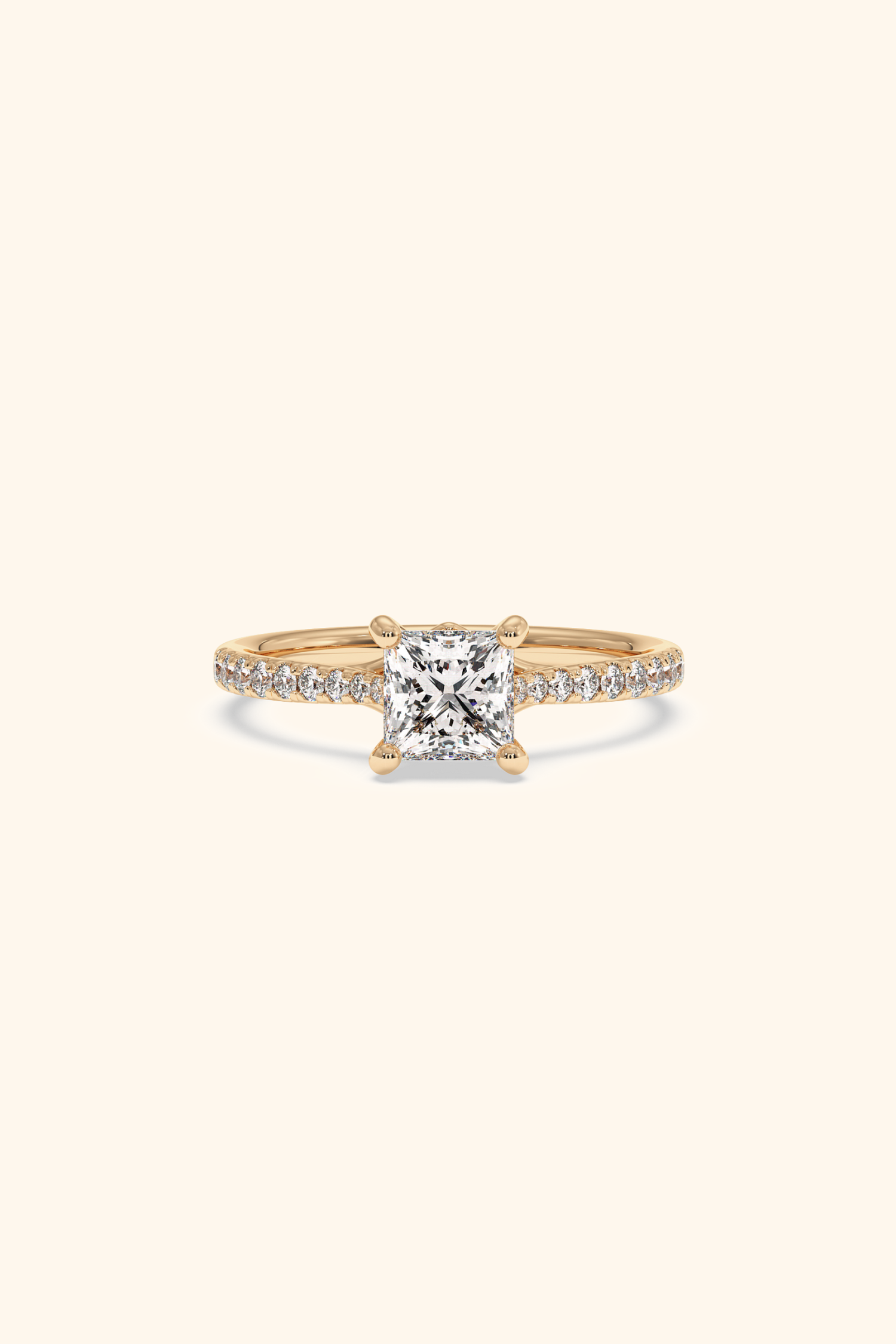 Valentina Pavé Ring with a Princess Solitaire